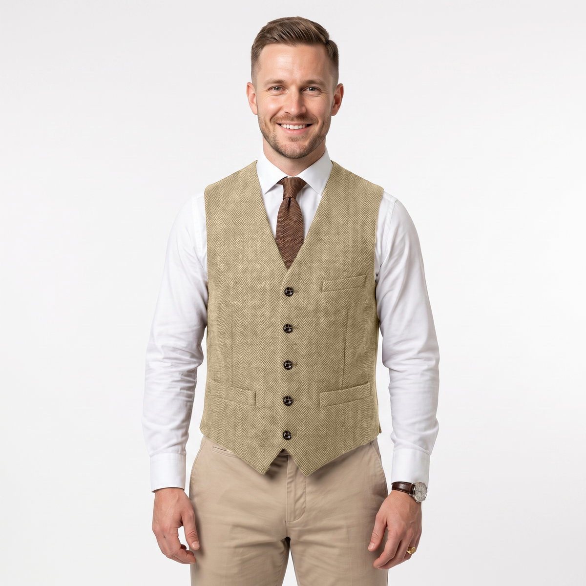 Ceehuteey Men's Suit Vest Herringbone V Neck Waistcoat