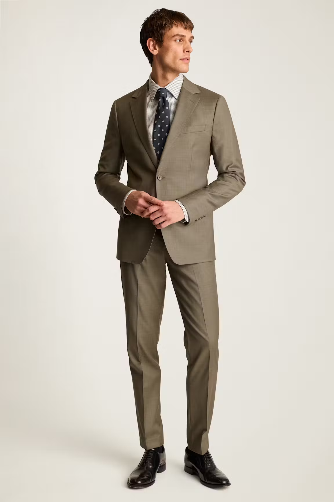 Men's 2 Pieces  Linen Cotton Green Business Notch Lapel Suit (Blazer+Pants)