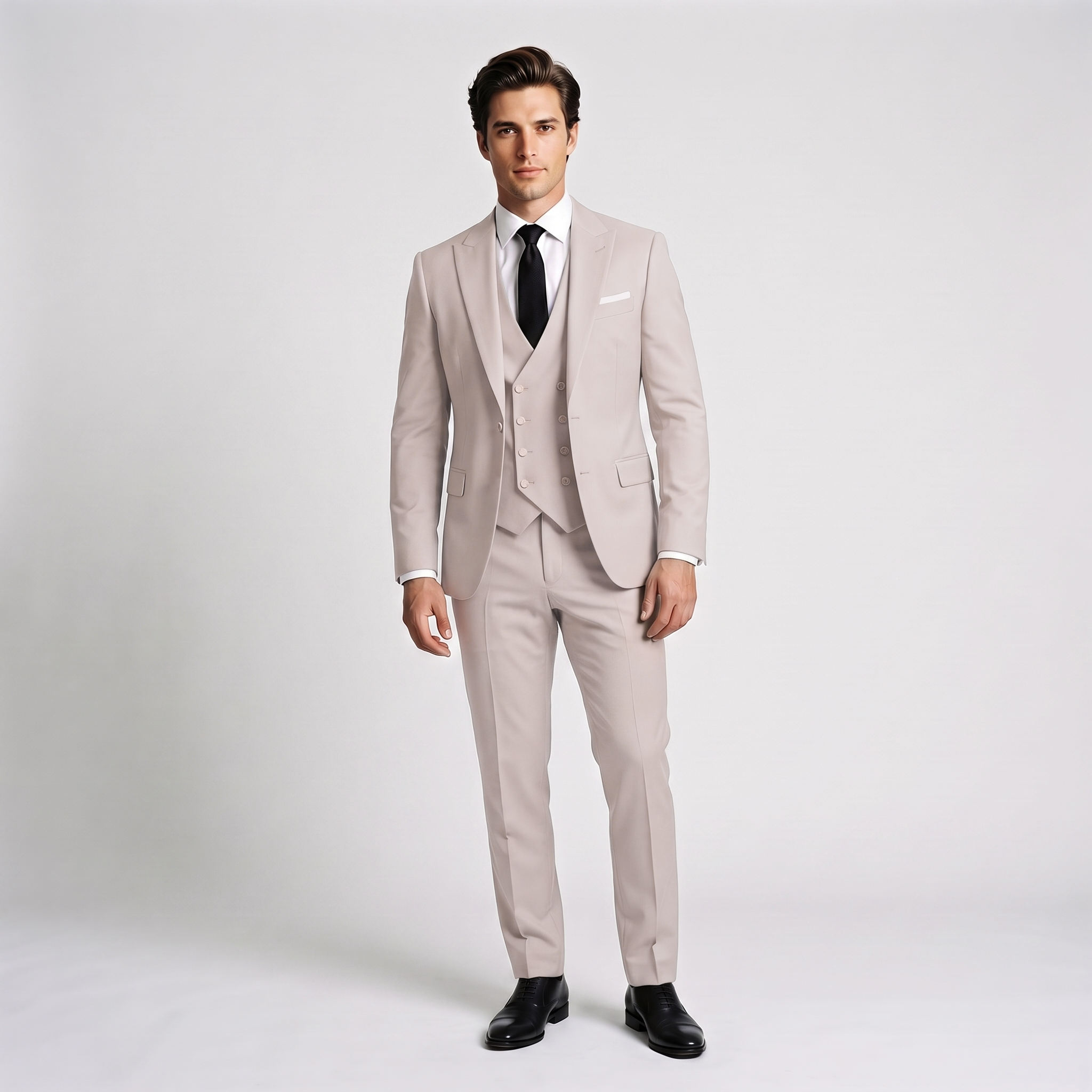 Ceehuteey 3 Pieces Men's Suit Flat Peak Lapel Suits (Blazer+Vest+Pants)