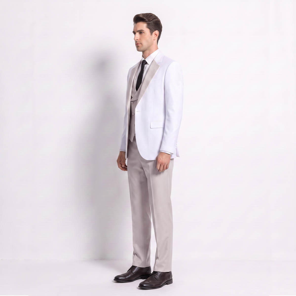 Ceehuteey Men's Suits Slim Fit 3 Pieces Notch Lapel Tuxedos (Blazer+Vest+ Pant)