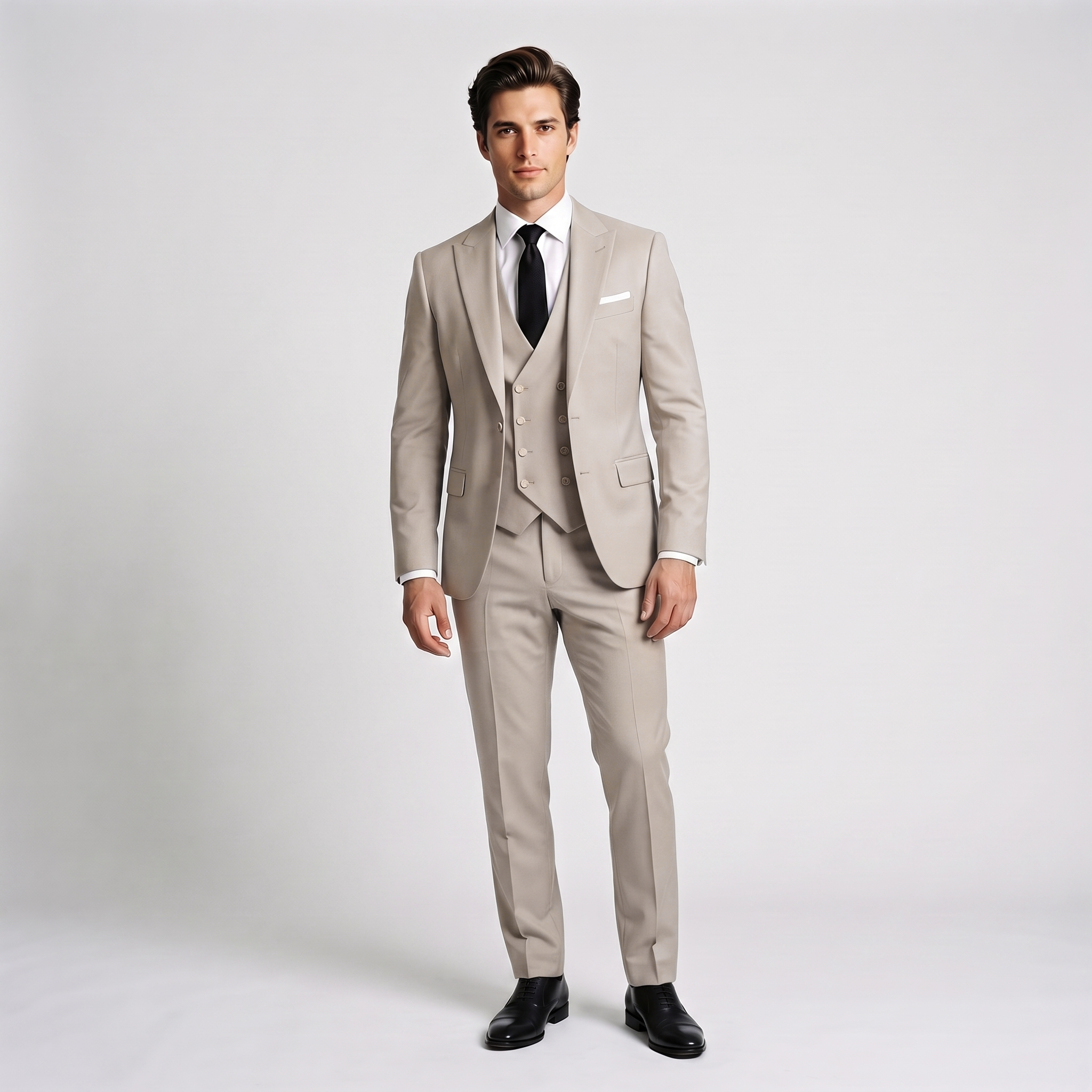 Ceehuteey 3 Pieces Men's Suit Flat Peak Lapel Suits (Blazer+Vest+Pants)