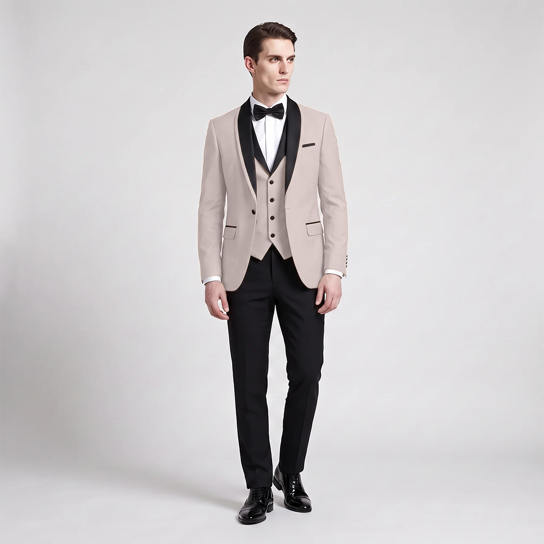 Ceehuteey Men's Suit 3 Pieces Shawl Lapel Tuxedos For Wedding (Blazer+Vest+Pants)