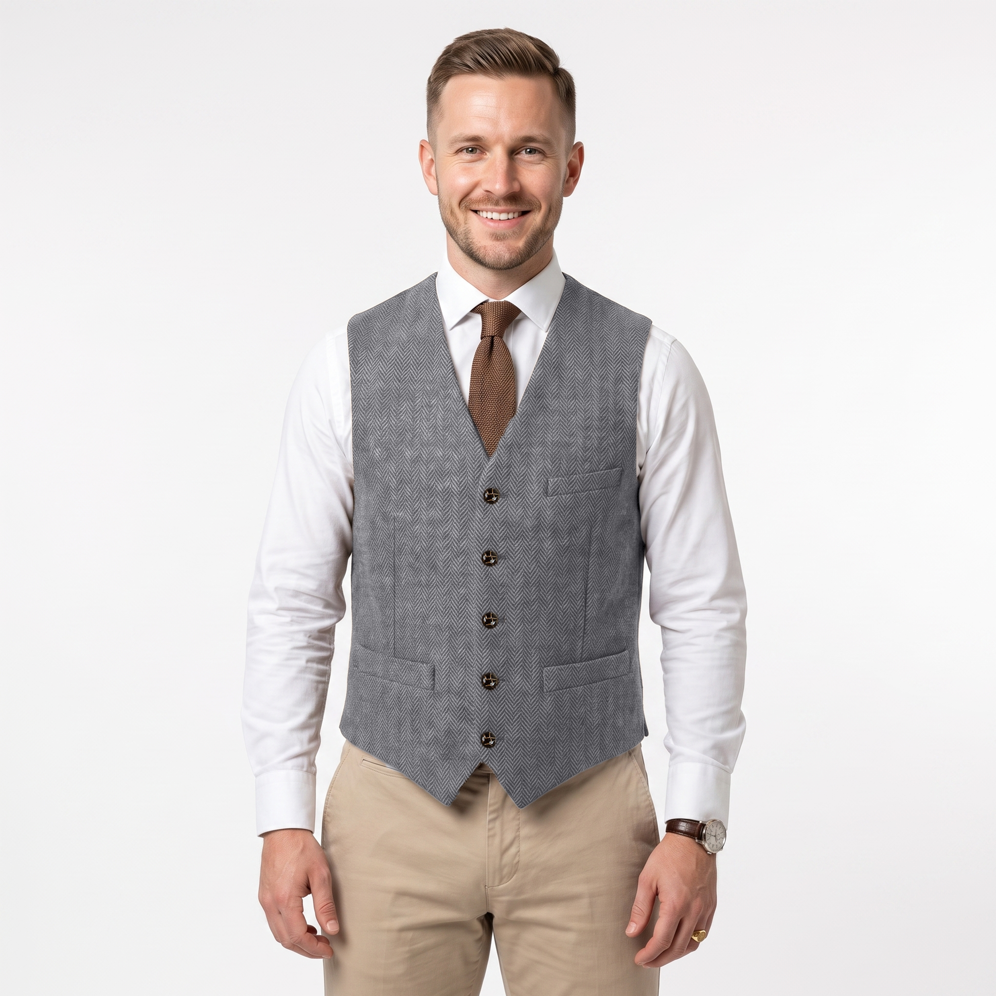 Ceehuteey Men's Suit Vest Herringbone V Neck Waistcoat