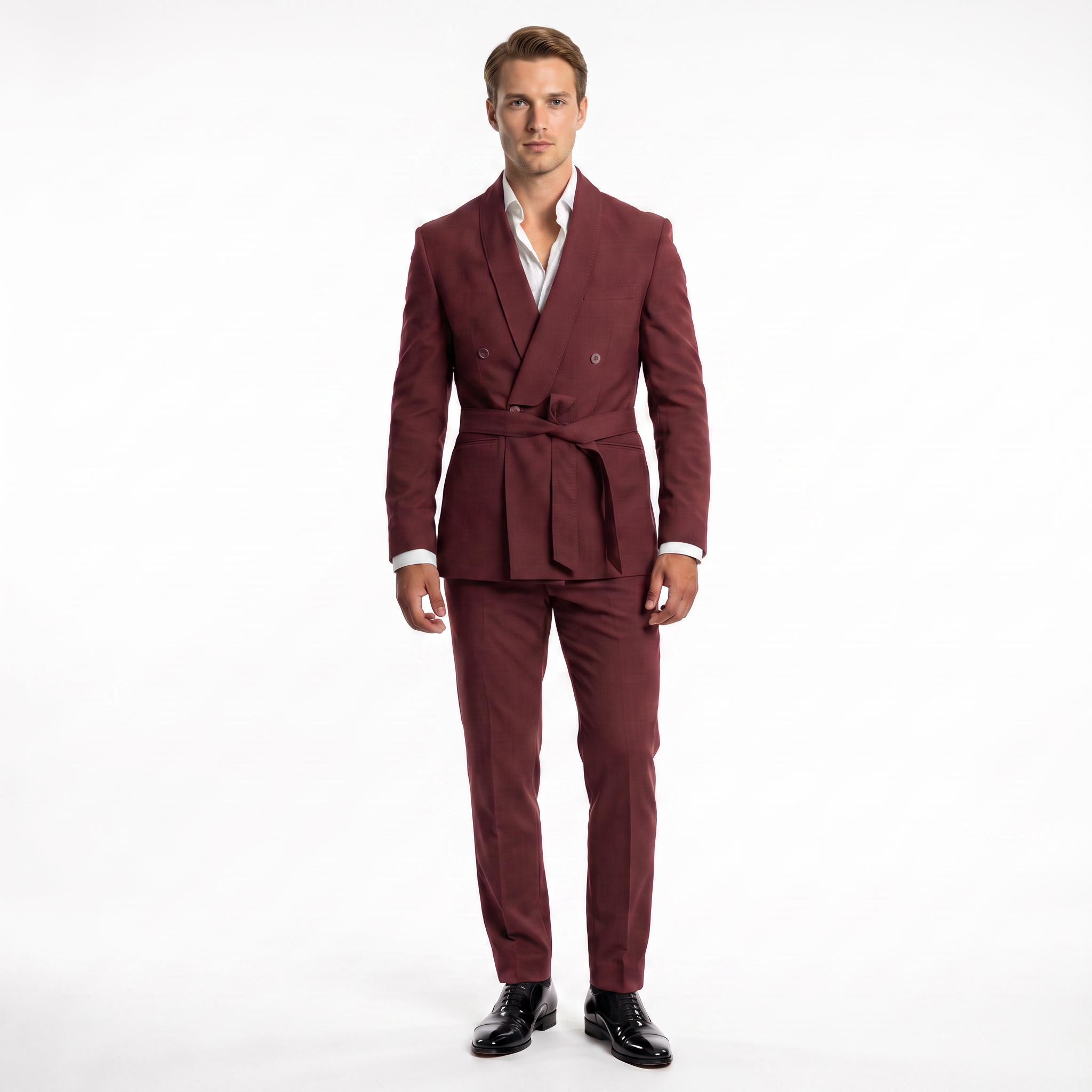 Ceehuteey 2 Pieces Men's Double Breasts Shawl Lapel Men's Suit (Blazer+Pants)