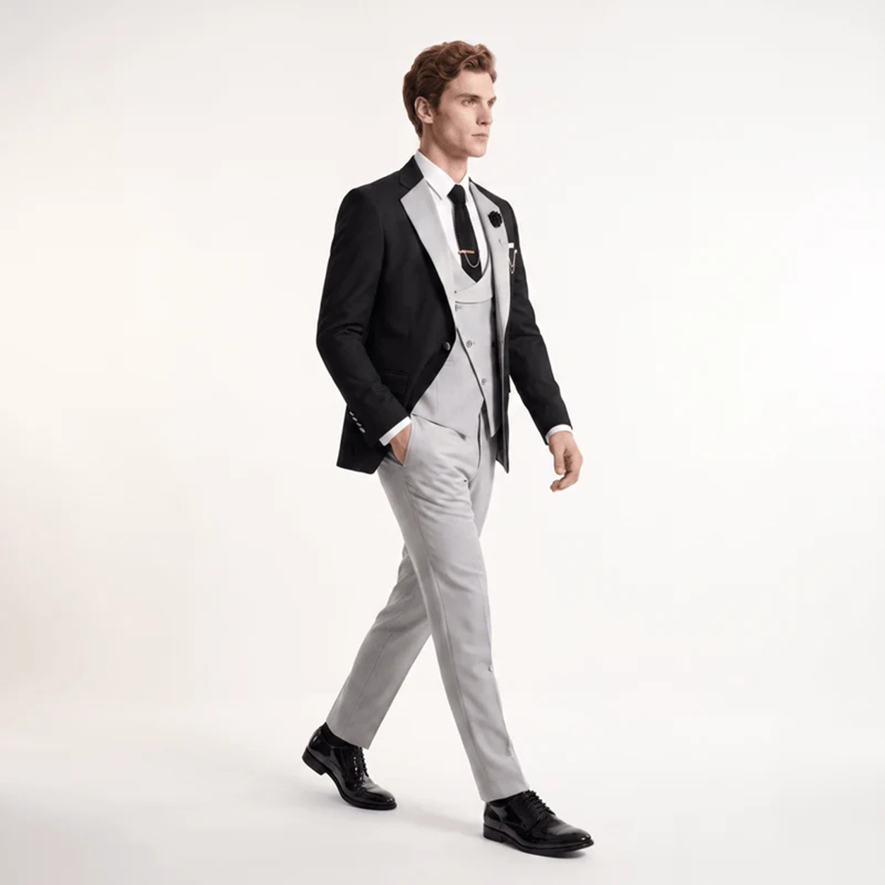 Ceehuteey Men's Suits 3 Pieces Notch Lapel Suits for Wedding (Blazer+Vest+Pant)