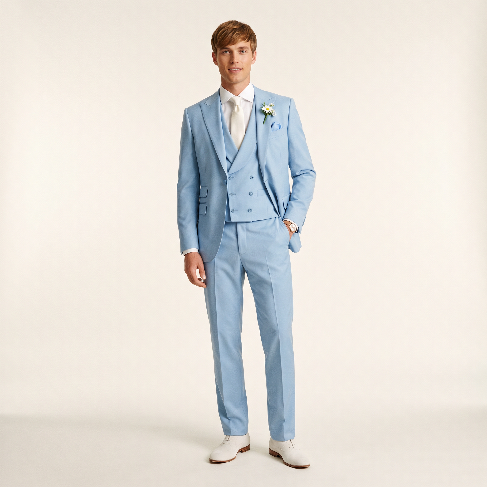 Ceehuteey 3 Pieces Men's Suits Double-Breasted Peak Lapel Suits (Blazer+Vest+Pants)