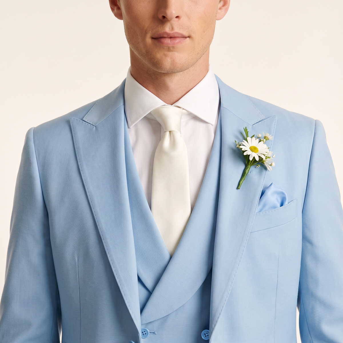 Ceehuteey 3 Pieces Men's Suits Double-Breasted Peak Lapel Suits (Blazer+Vest+Pants)