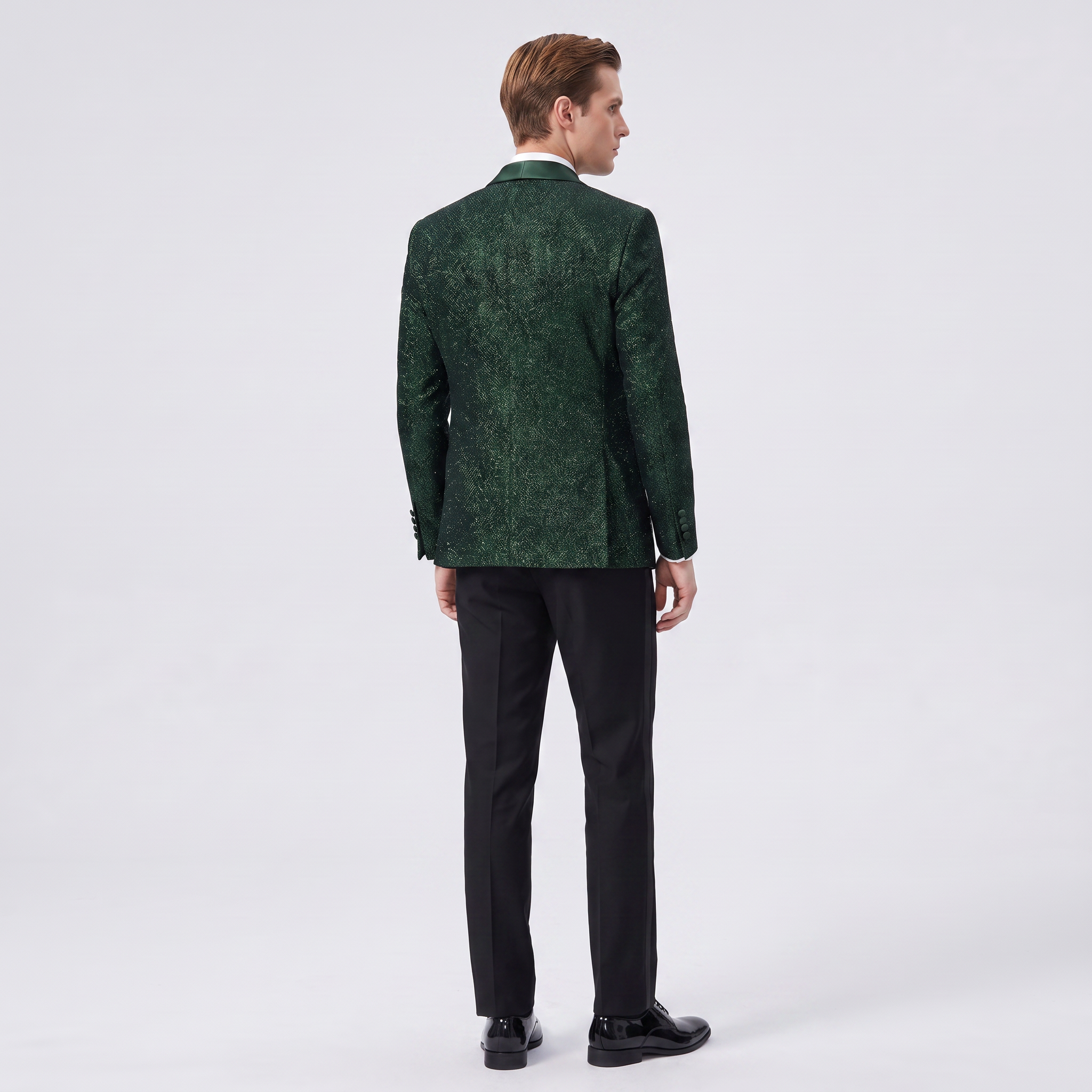 Ceehuteey Men's Shiny Sequins 3 Pieces Shawl Lapel Men's Suit  (Blazer + Vest + Pants)