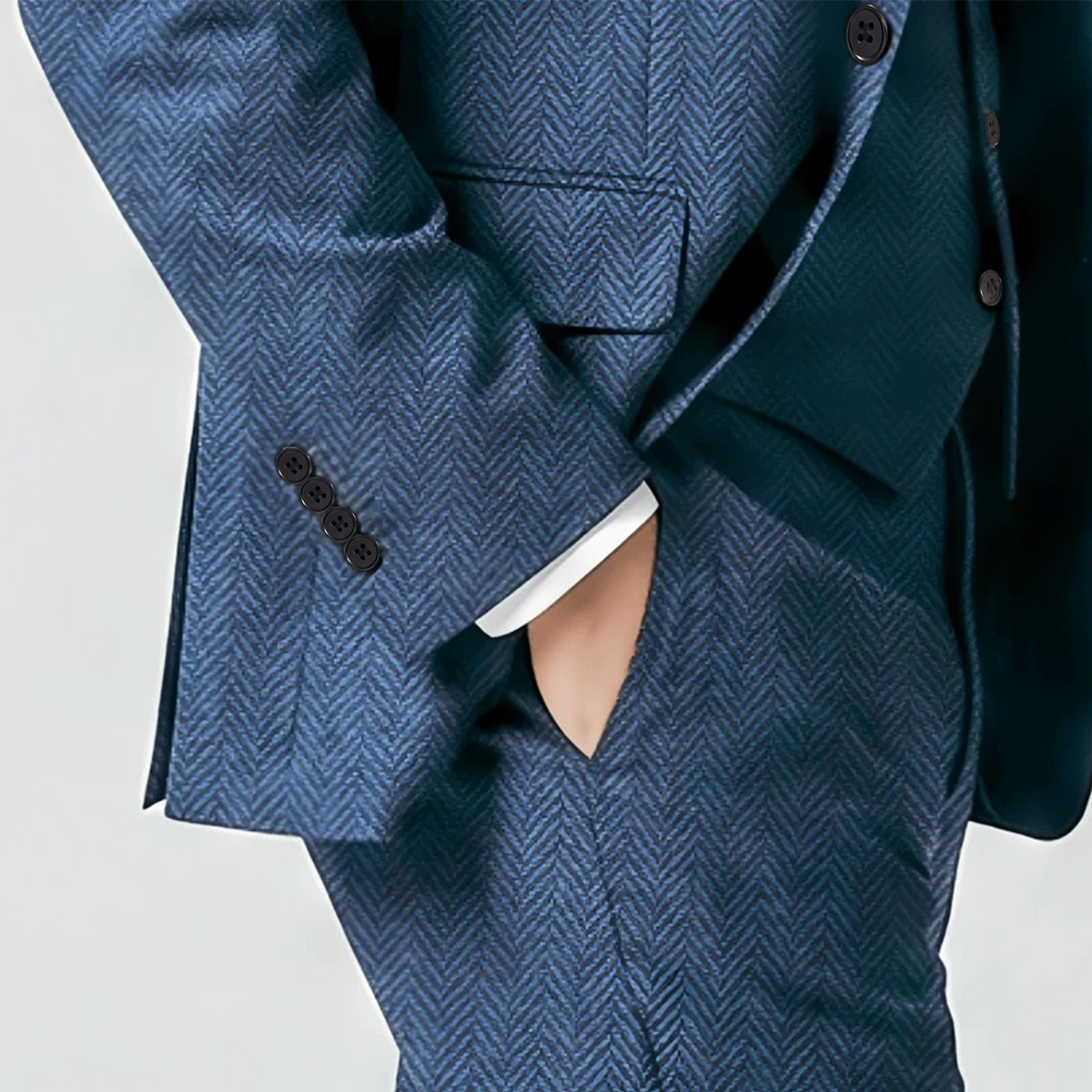 Ceehuteey Mens Tweed Herringbone Suits 3 Pieces Suits Groom Suits (Blazer+vest+Pants)