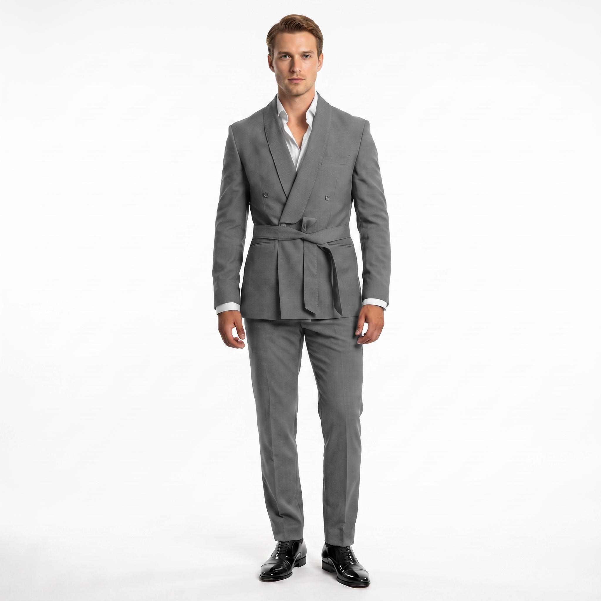 Ceehuteey 2 Pieces Men's Double Breasts Shawl Lapel Men's Suit (Blazer+Pants)
