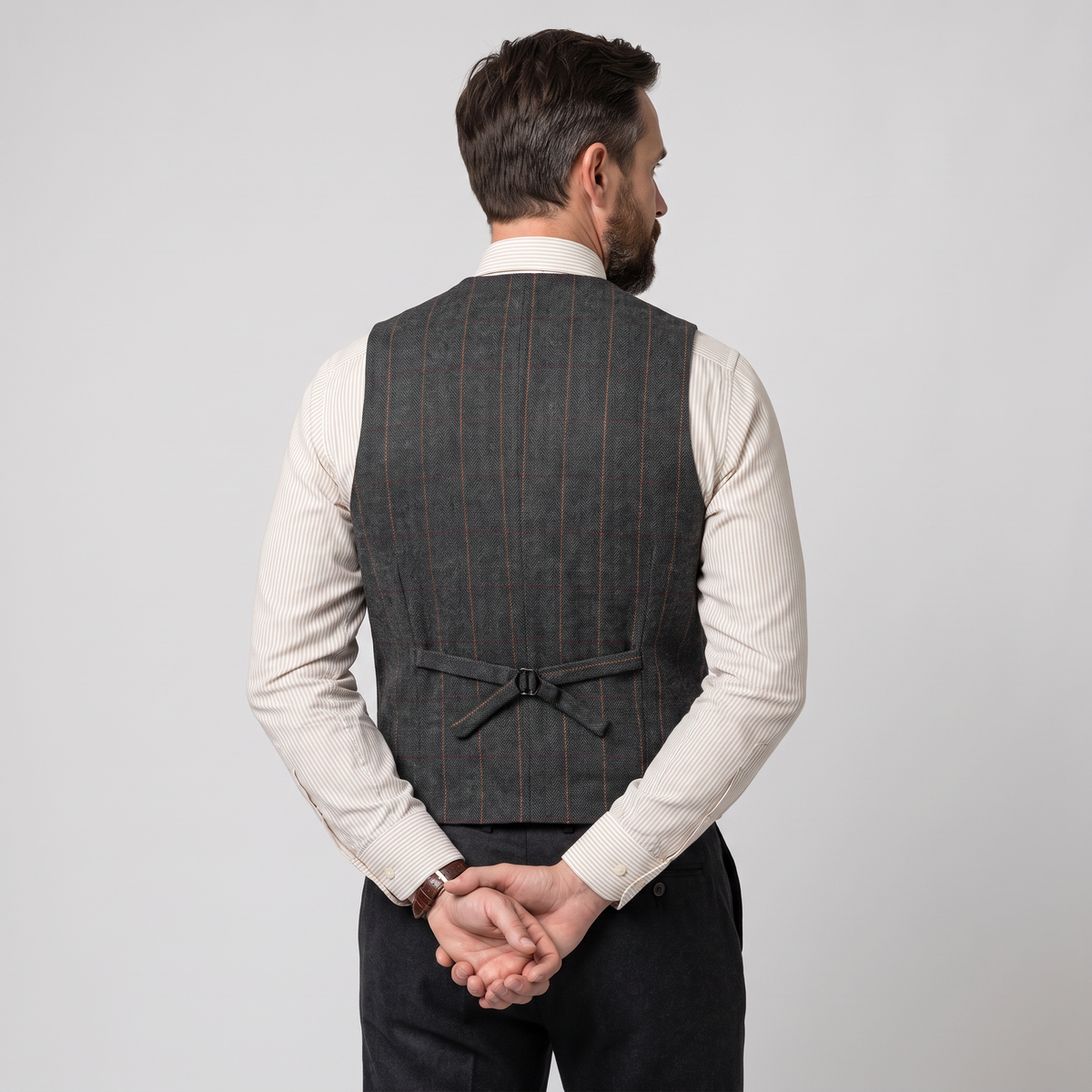 Ceehuteey Men's Plaid Tweed Notch Lapel Waistcoat