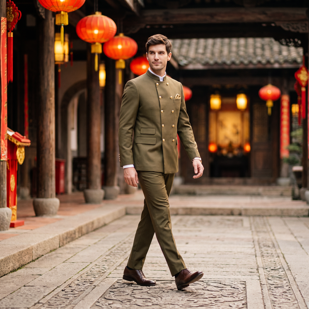 Ceehuteey Men's 2 Pieces With Metal Clasp Classic Vintage Double Breasted Suits (Blazer+Pants)