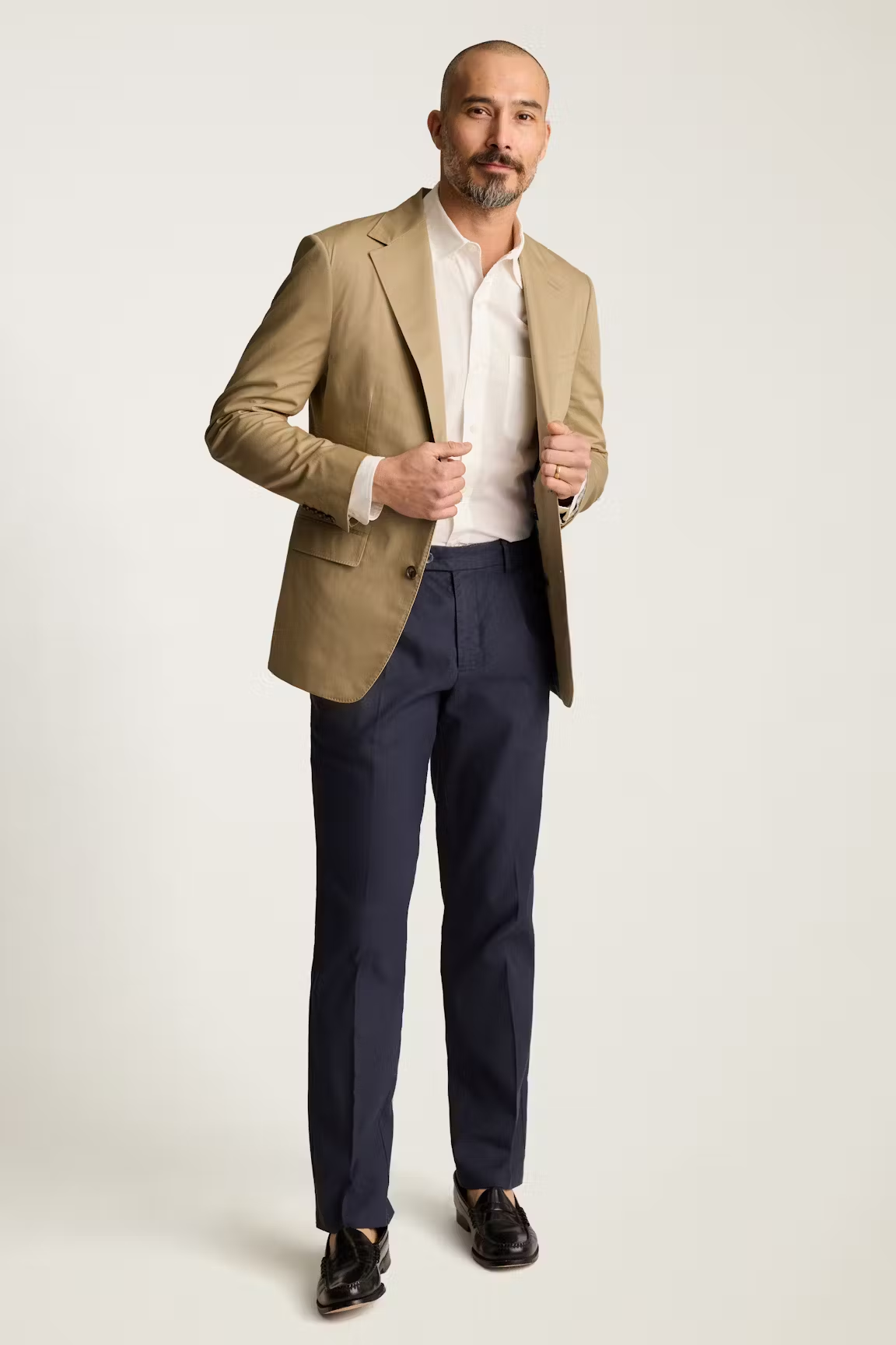 Men's 2 Pieces Khaki Casual Fashion Notch Lapel Suit (Blazer+Pants)