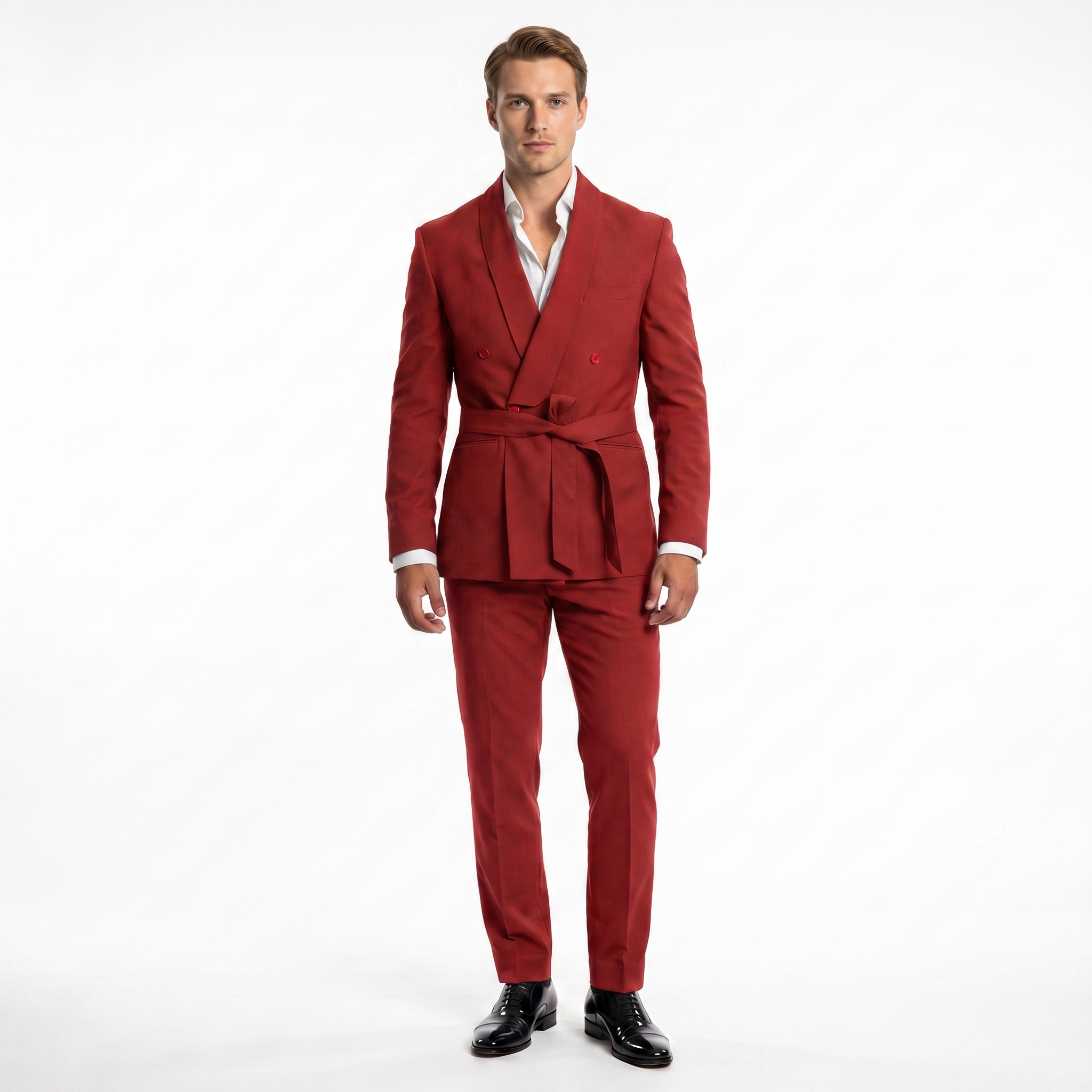 Ceehuteey 2 Pieces Men's Double Breasts Shawl Lapel Men's Suit (Blazer+Pants)