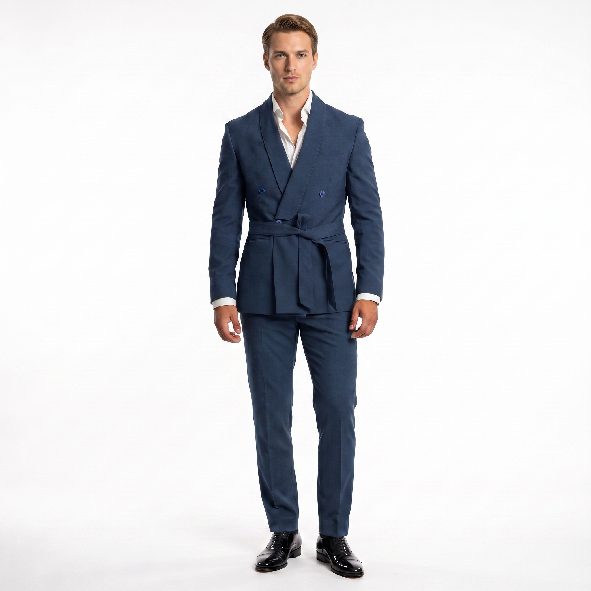 Ceehuteey 2 Pieces Men's Double Breasts Shawl Lapel Men's Suit (Blazer+Pants)