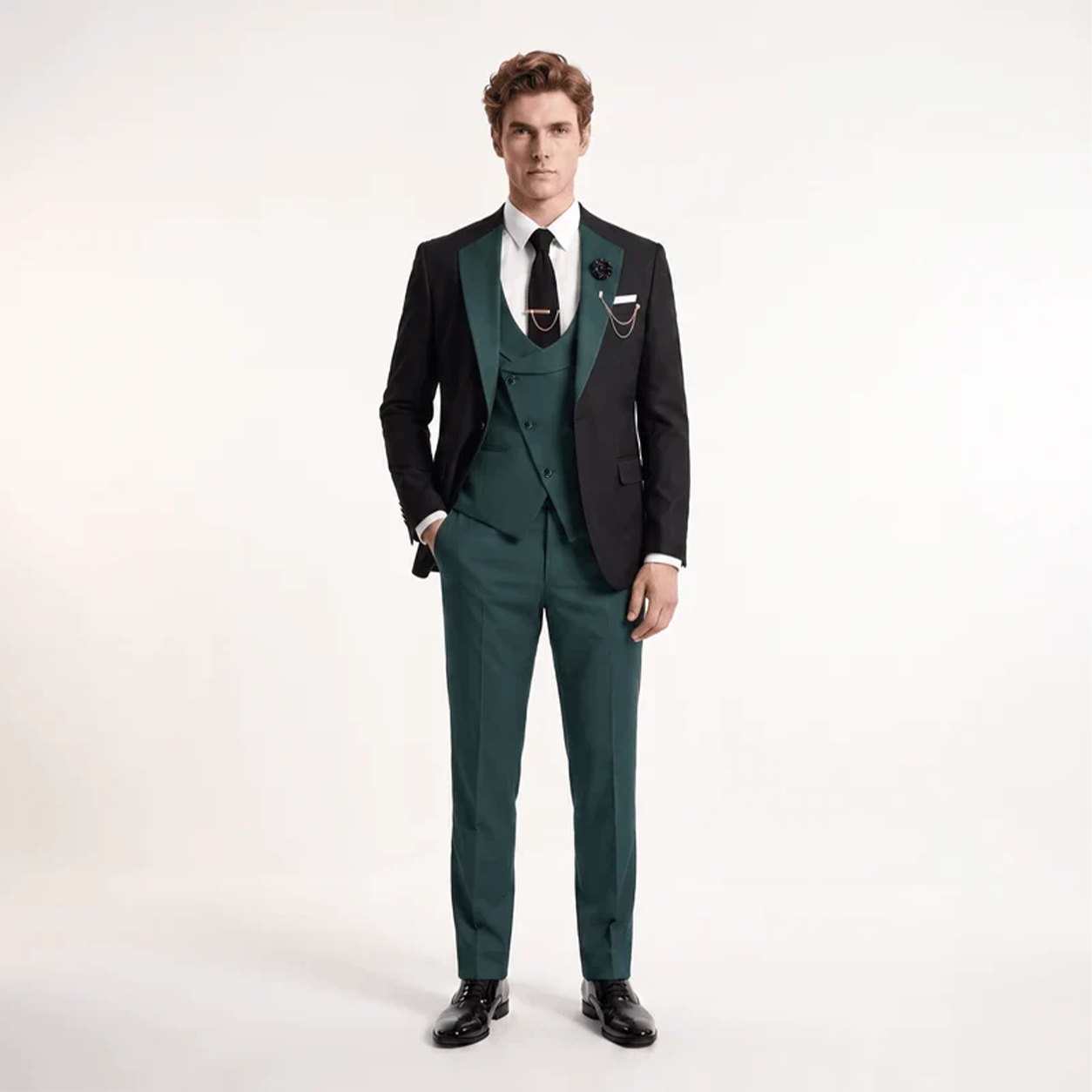 Ceehuteey Men's Suits 3 Pieces Notch Lapel Suits for Wedding (Blazer+Vest+Pant)