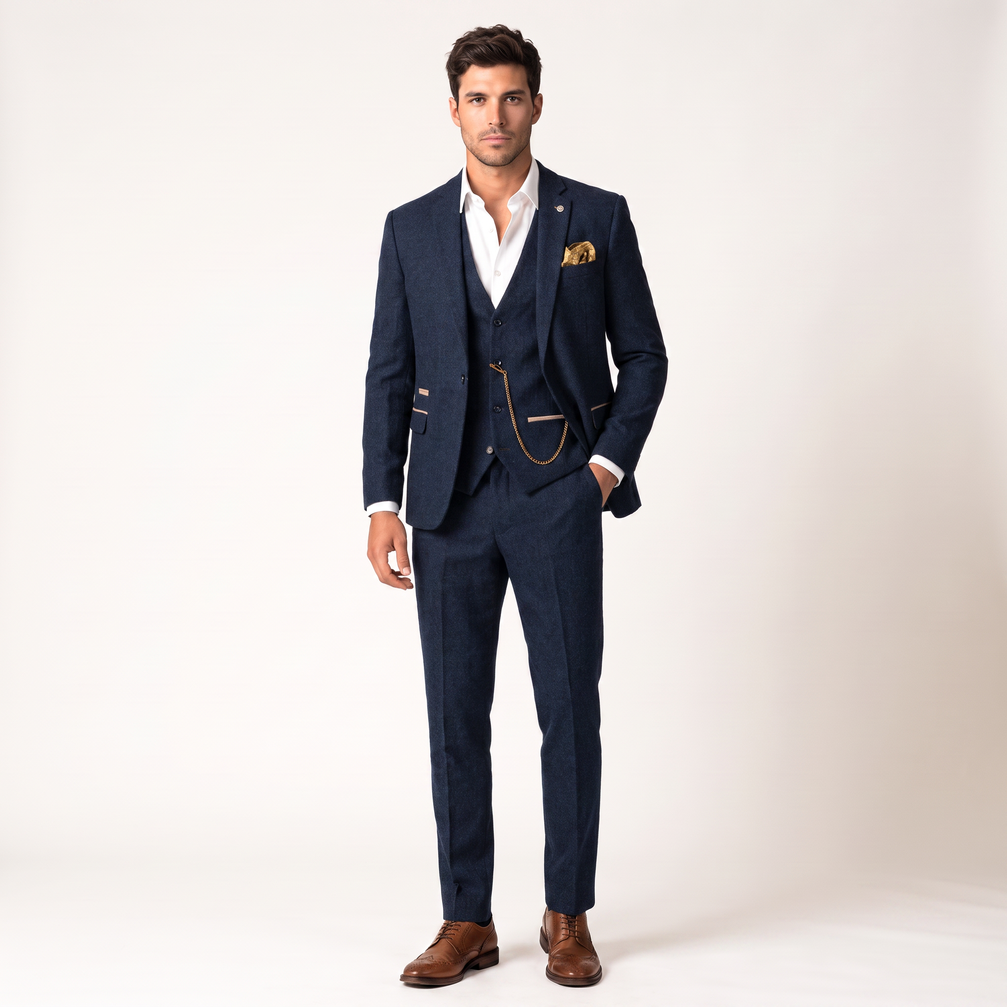 Ceehuteey Herringbone 3 Piece Men's Suit for Graduation(Blazer + Vest + Pants)