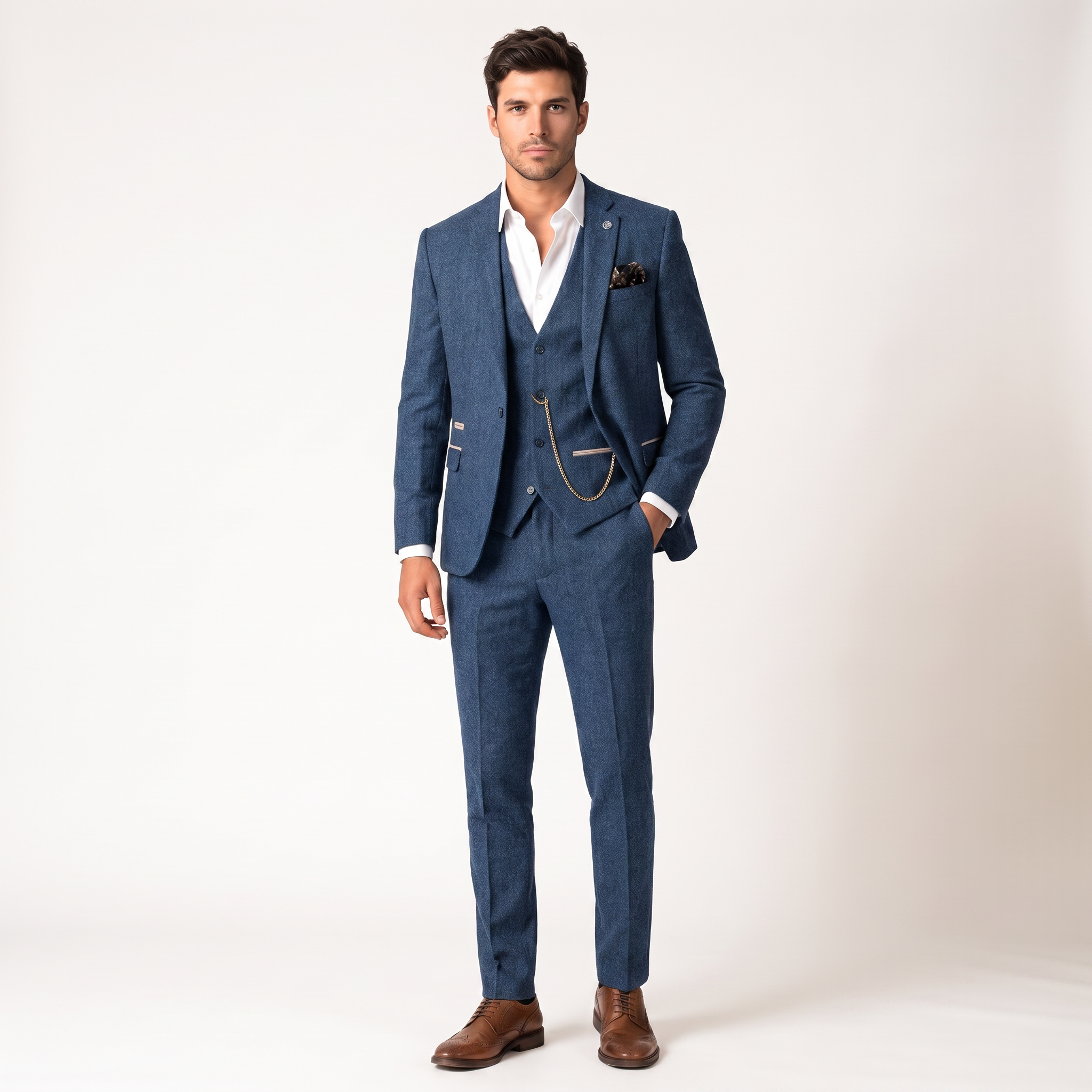 Ceehuteey Herringbone 3 Piece Men's Suit for Graduation(Blazer + Vest + Pants)