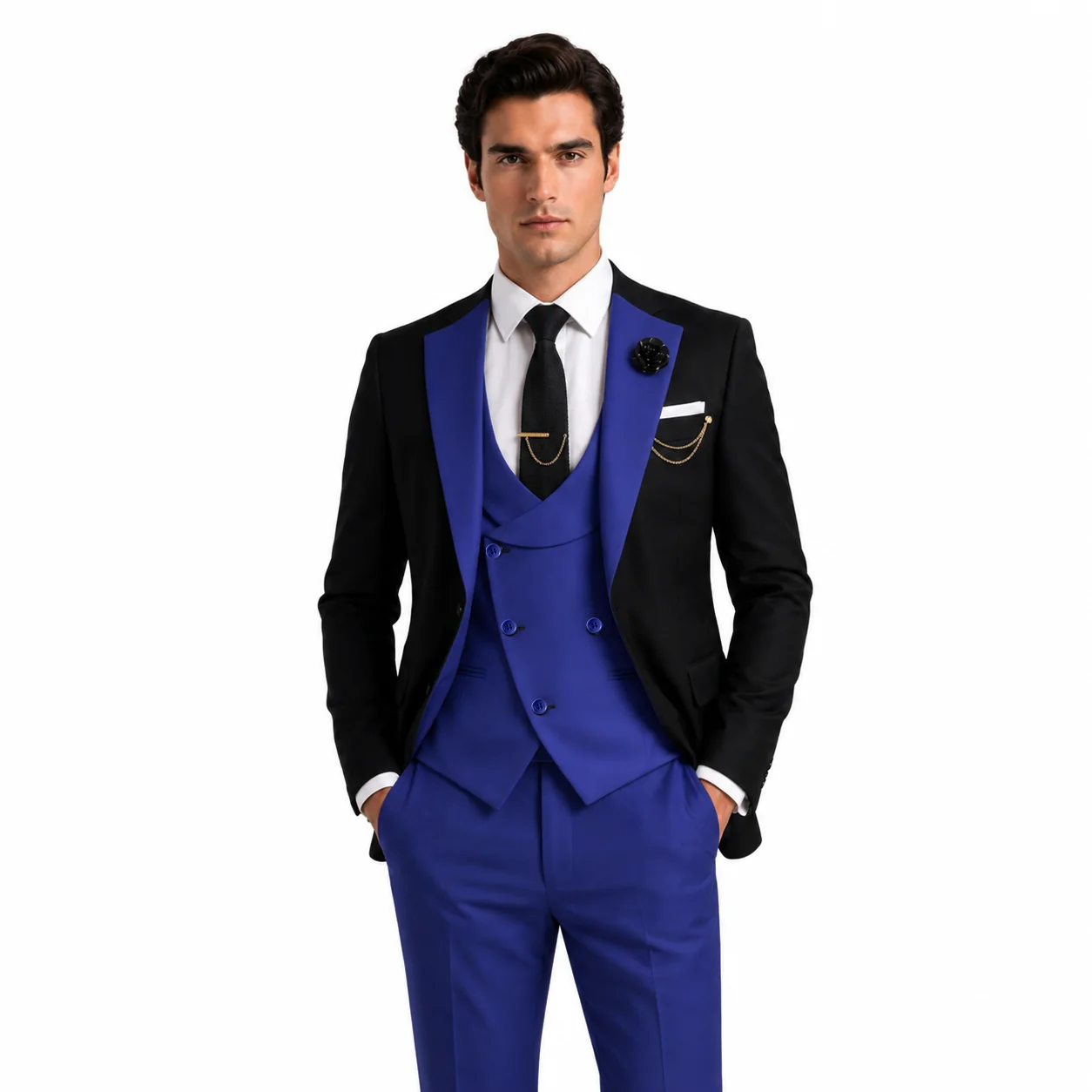 Ceehuteey Men's Suits 3 Pieces Notch Lapel Suits for Wedding (Blazer+Vest+Pant)
