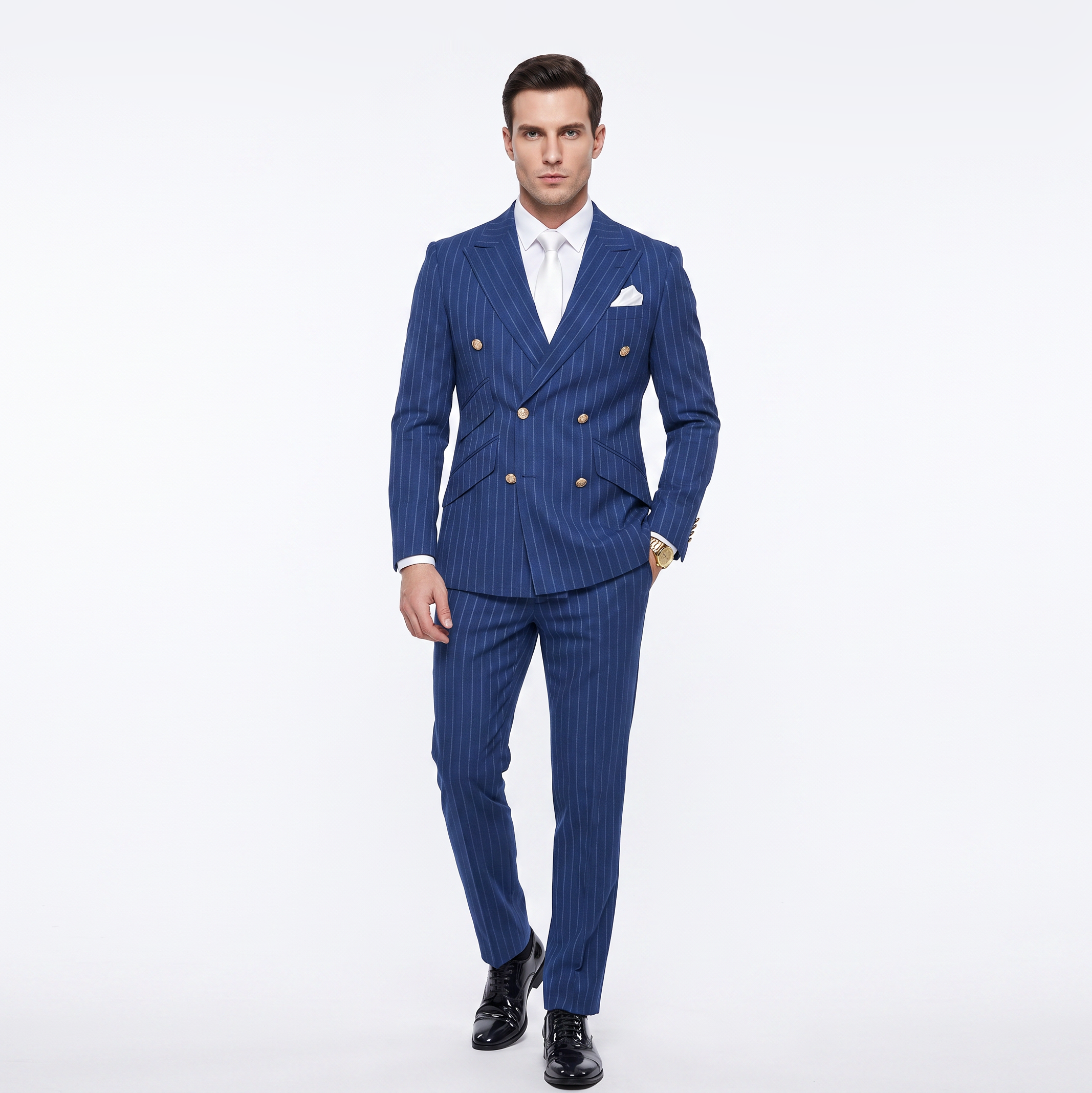 Ceehuteey Striped Formal Men's 2 Pieces Peak Lapel Men's Suits (Blazer+Pants)