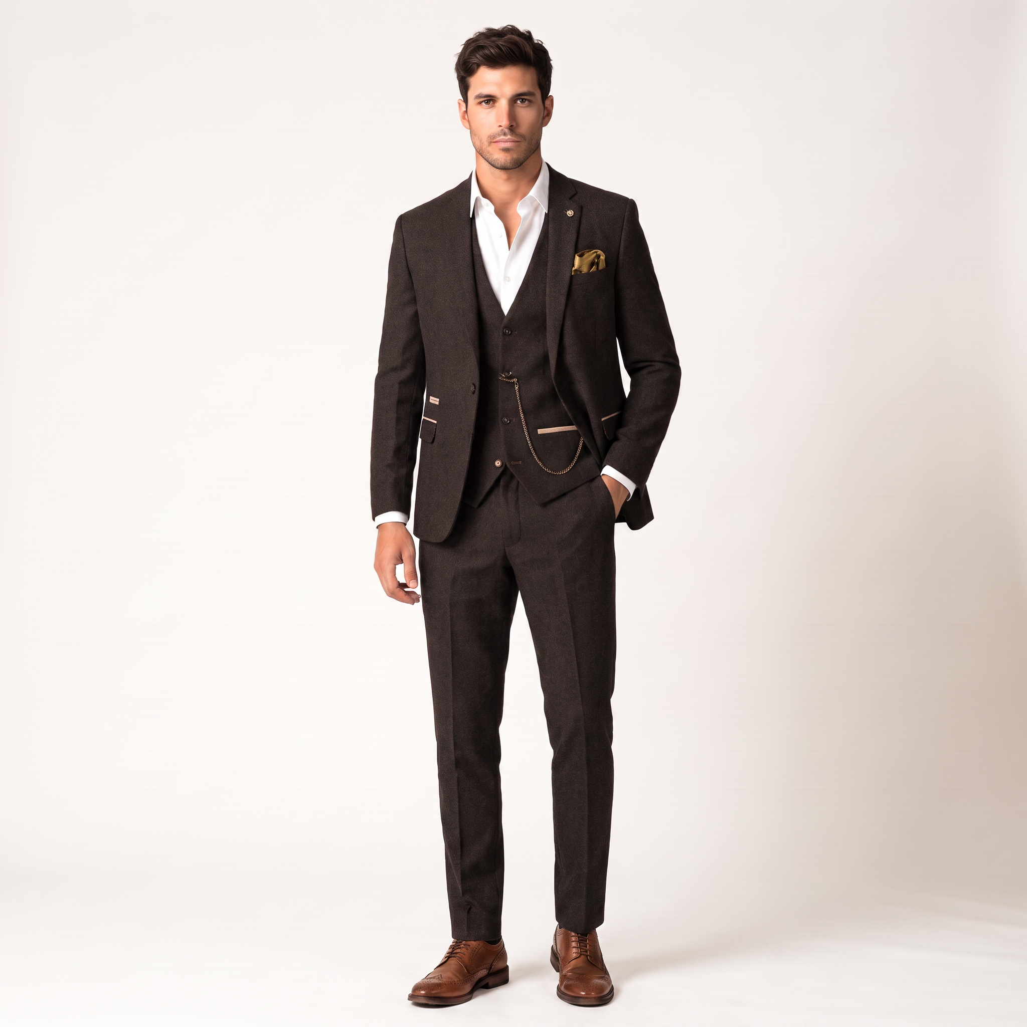 Ceehuteey Herringbone 3 Piece Men's Suit for Graduation(Blazer + Vest + Pants)