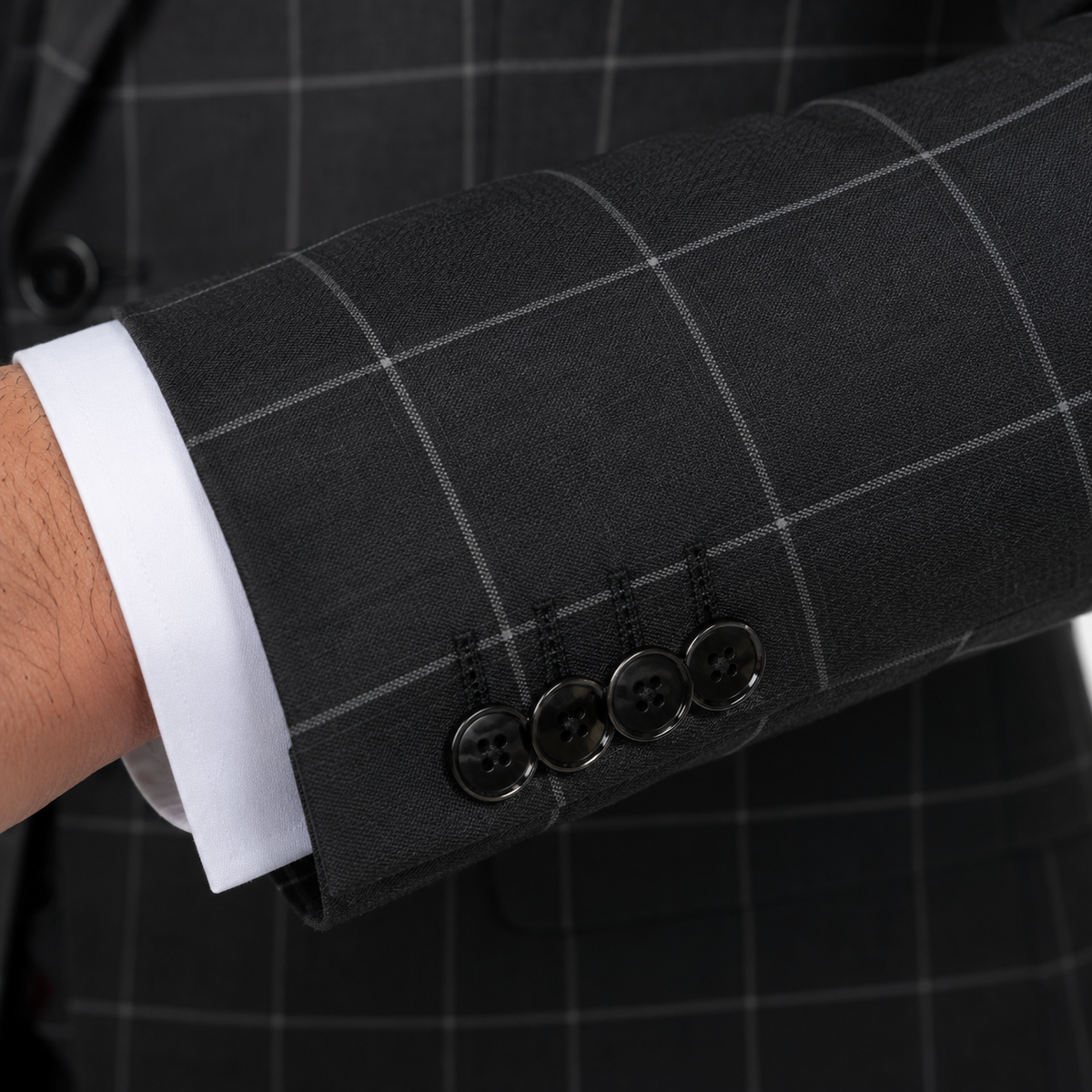 Ceehuteey Casual 3 Pieces Plaid Peak Lapel Men's Suits (Blazer+Vest+Pants)