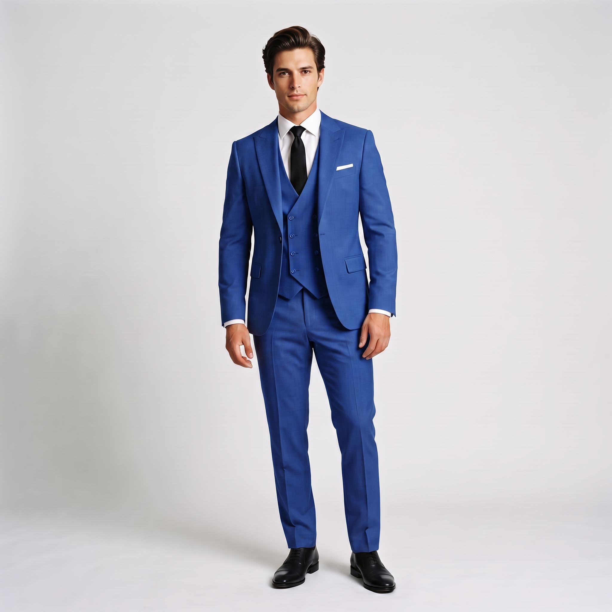 Ceehuteey 3 Pieces Men's Suit Flat Peak Lapel Suits (Blazer+Vest+Pants)