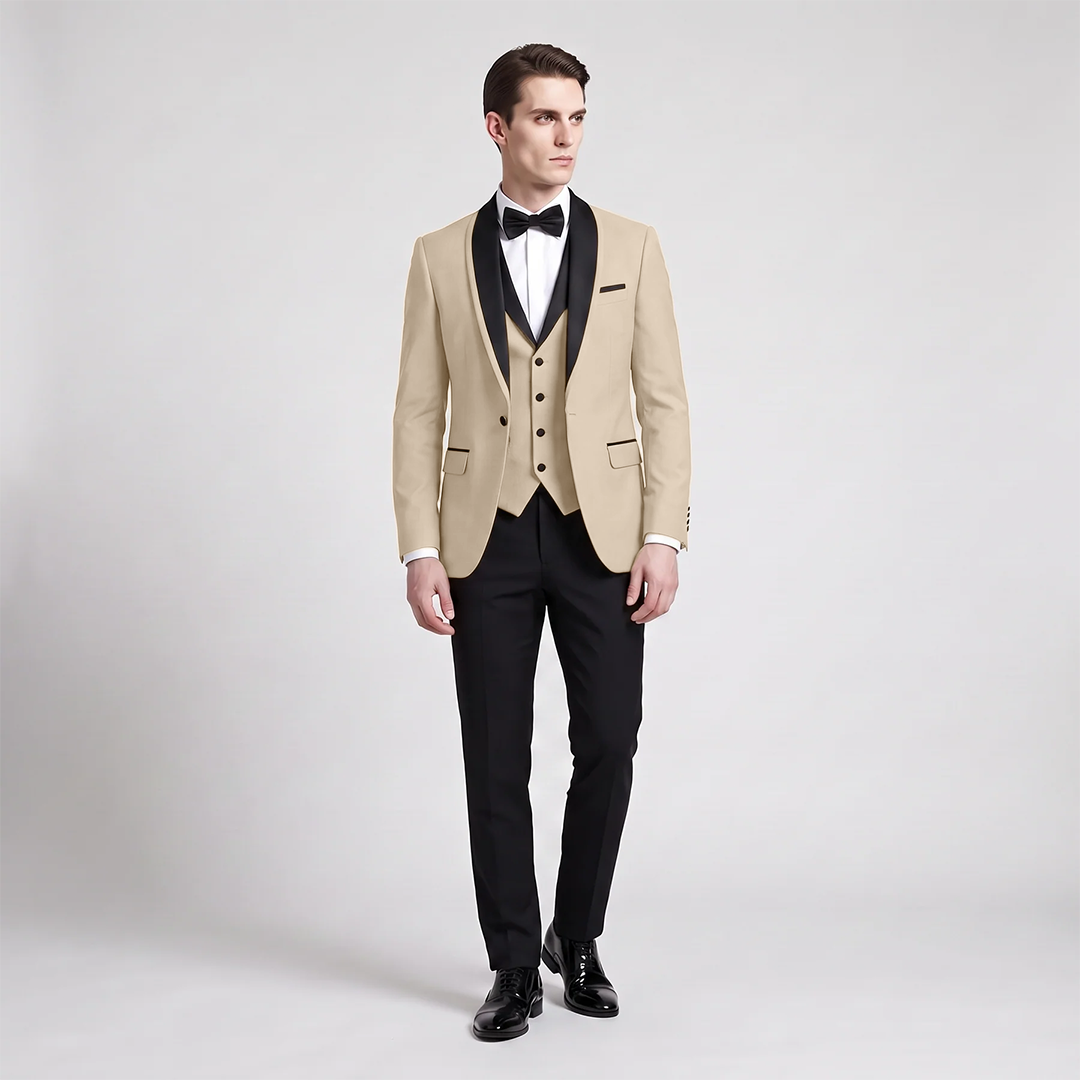 Ceehuteey Men's Suit 3 Pieces Shawl Lapel Tuxedos For Wedding (Blazer+Vest+Pants)