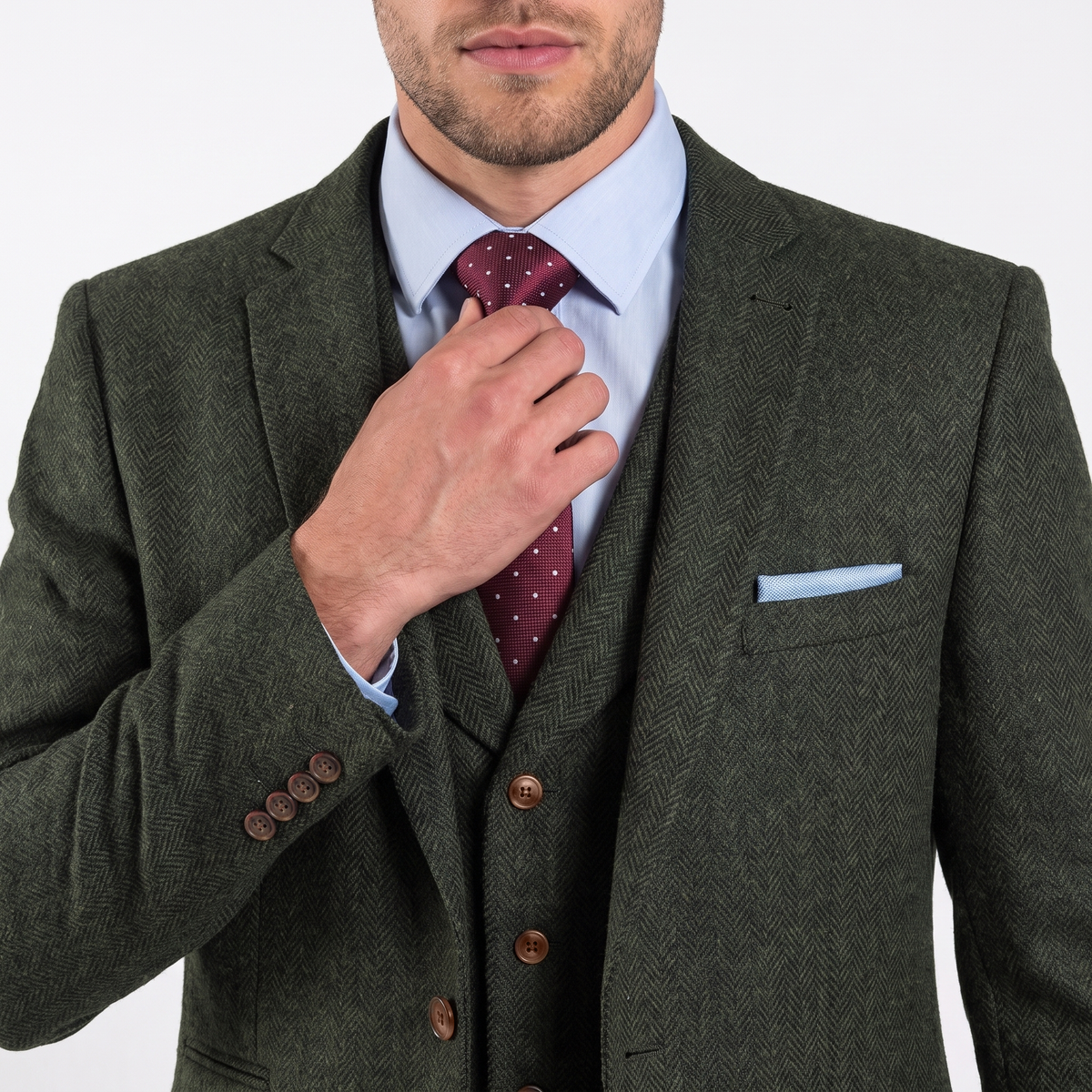 Ceehuteey Men's 3 Pieces Herringbone Tweed Notch Lapel Gent Suit (Blazer+Vest+Pants)