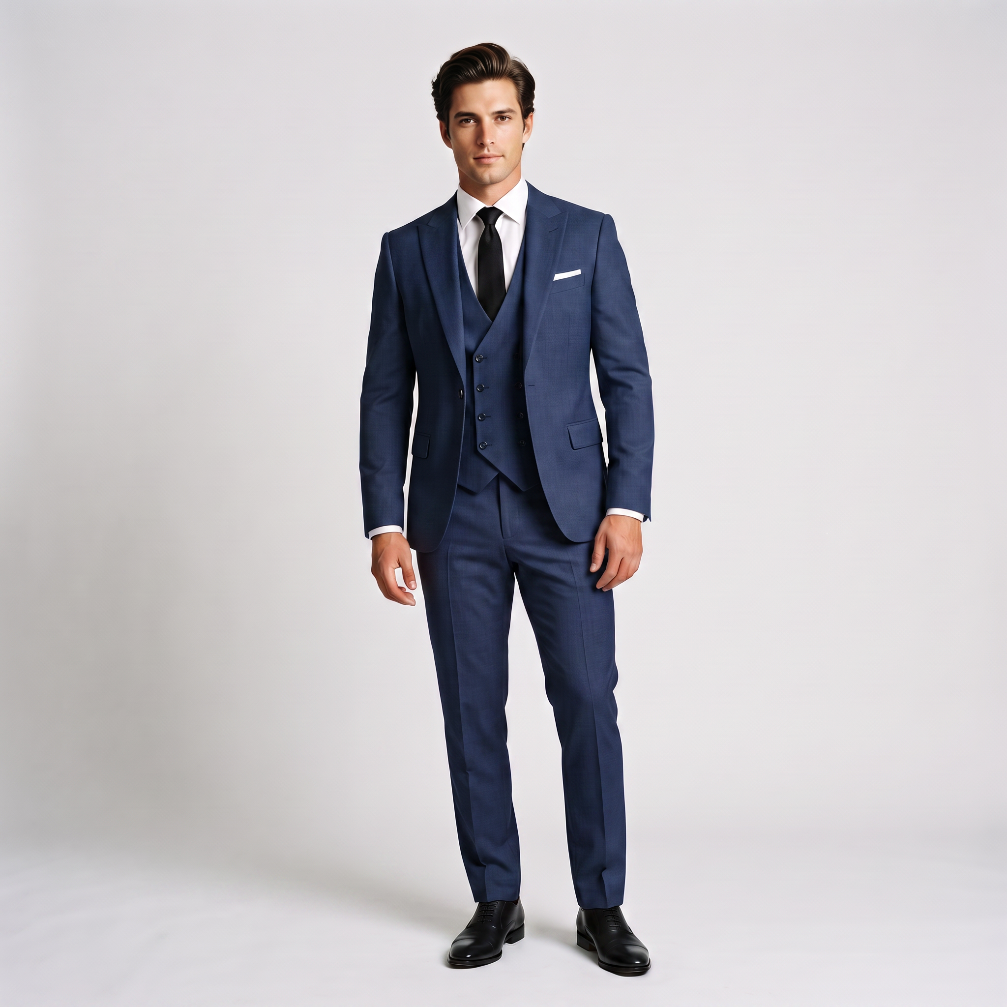 Ceehuteey 3 Pieces Men's Suit Flat Peak Lapel Suits (Blazer+Vest+Pants)