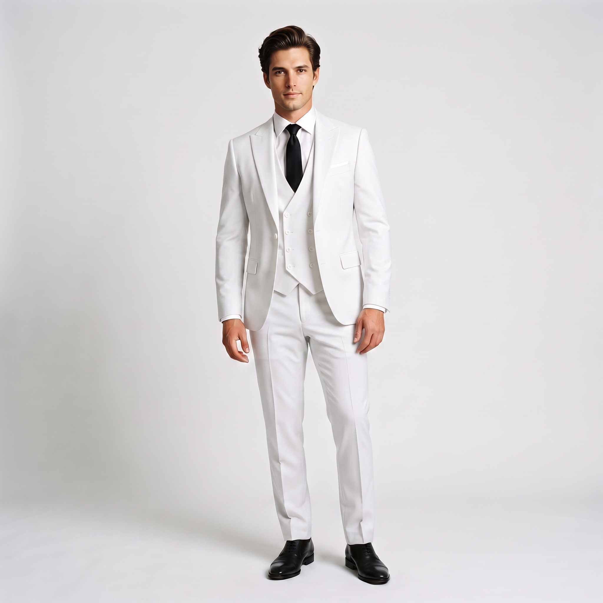 Ceehuteey 3 Pieces Men's Suit Flat Peak Lapel Suits (Blazer+Vest+Pants)