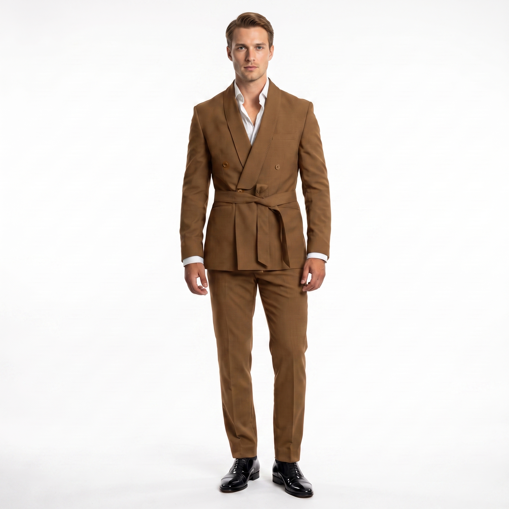 Ceehuteey 2 Pieces Men's Double Breasts Shawl Lapel Men's Suit (Blazer+Pants)