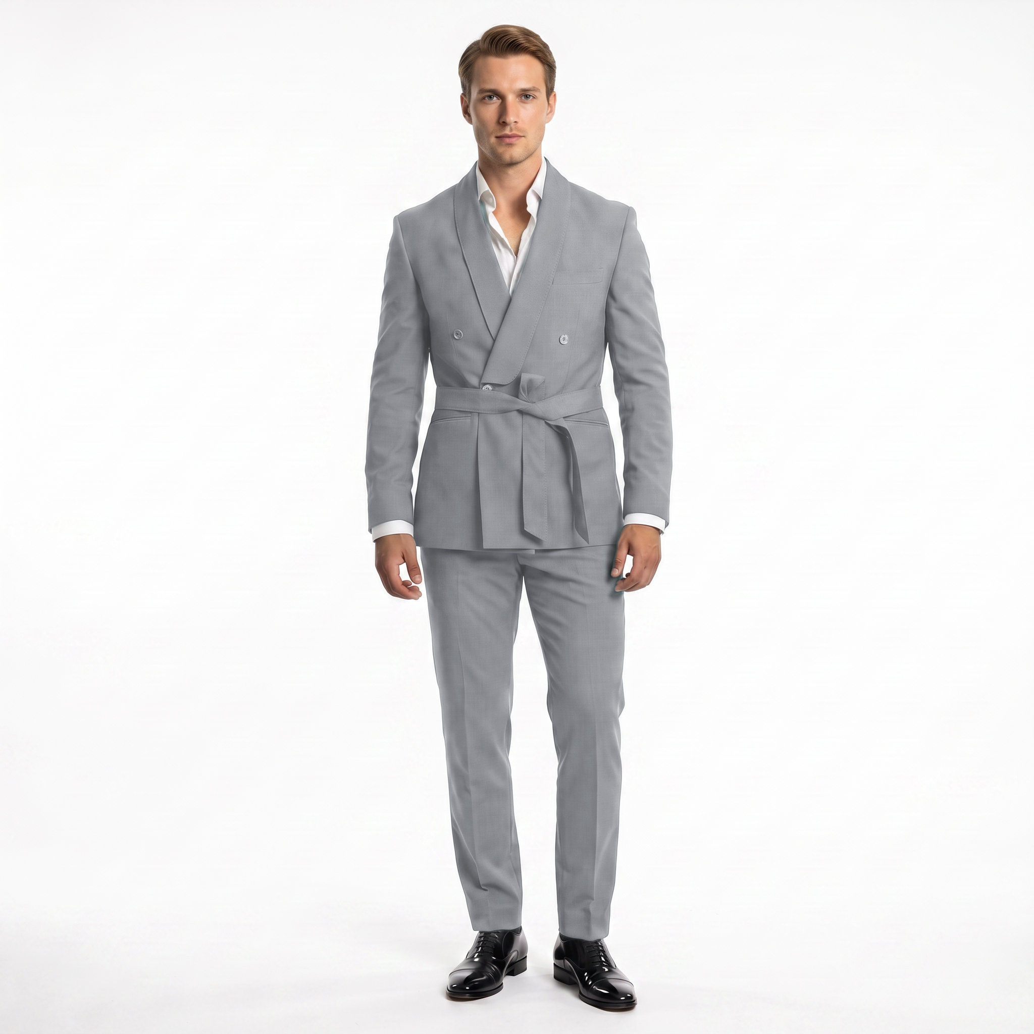 Ceehuteey 2 Pieces Men's Double Breasts Shawl Lapel Men's Suit (Blazer+Pants)