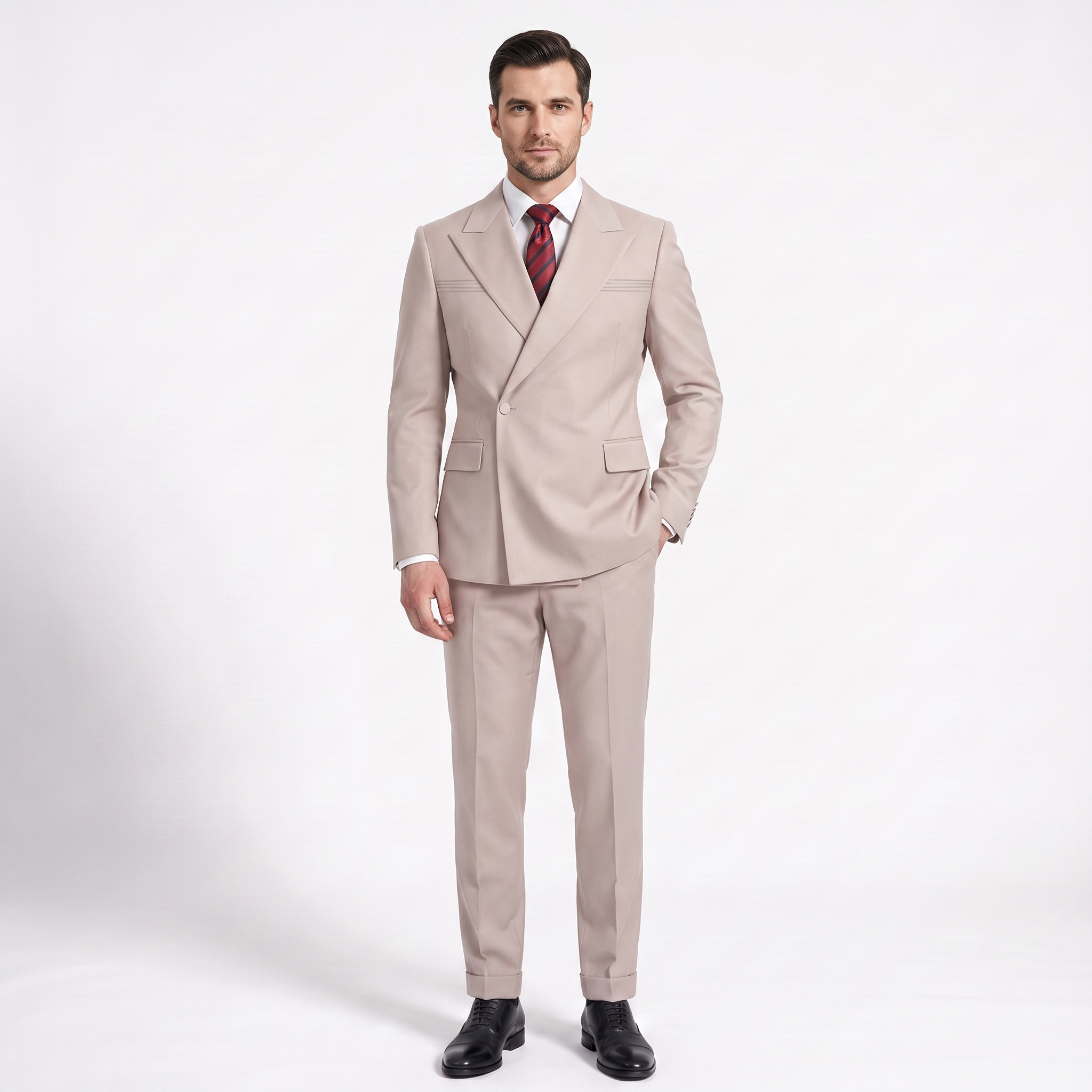 Ceehuteey Fashion 2 Pieces Men‘s Suit Flat Peak Lapel Suit (Blazer+Pants)