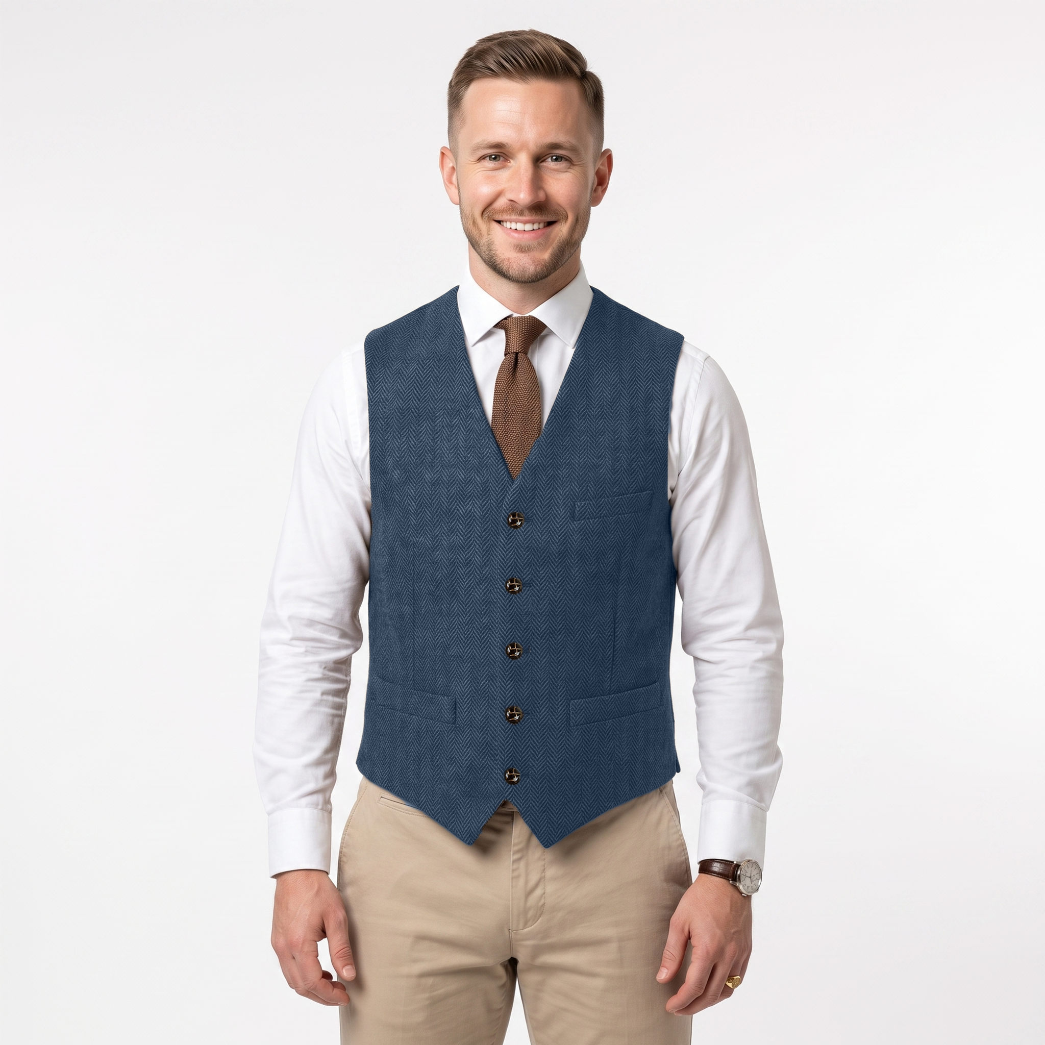 Ceehuteey Men's Suit Vest Herringbone V Neck Waistcoat