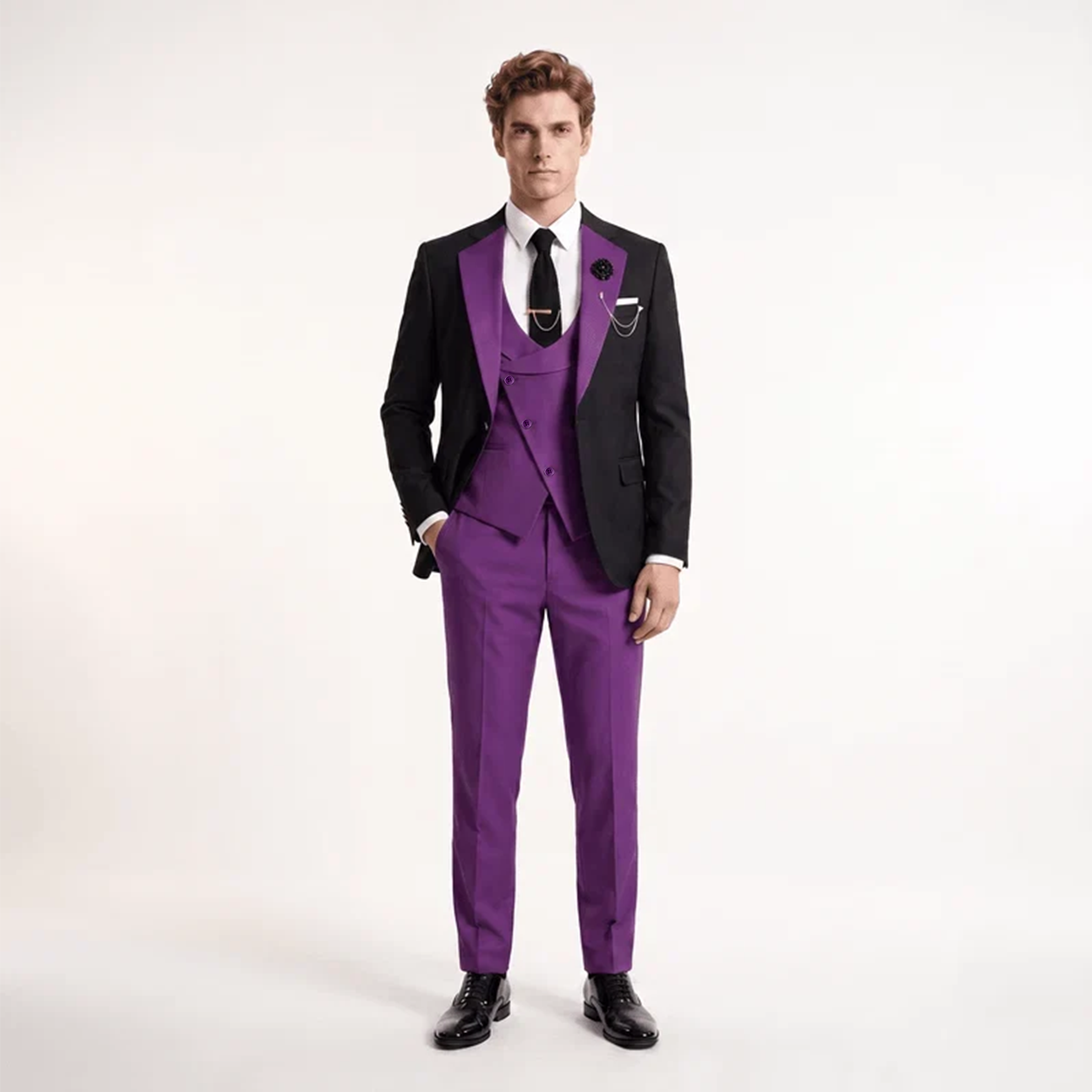 Ceehuteey Men's Suits 3 Pieces Notch Lapel Suits for Wedding (Blazer+Vest+Pant)