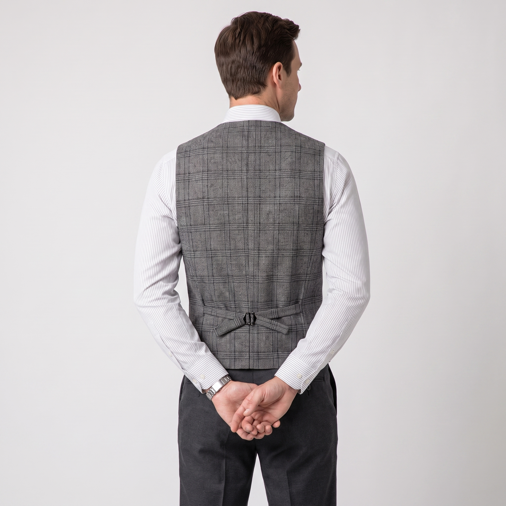 Ceehuteey Men's Causual Plaid Tweed V Neck Waistcoat