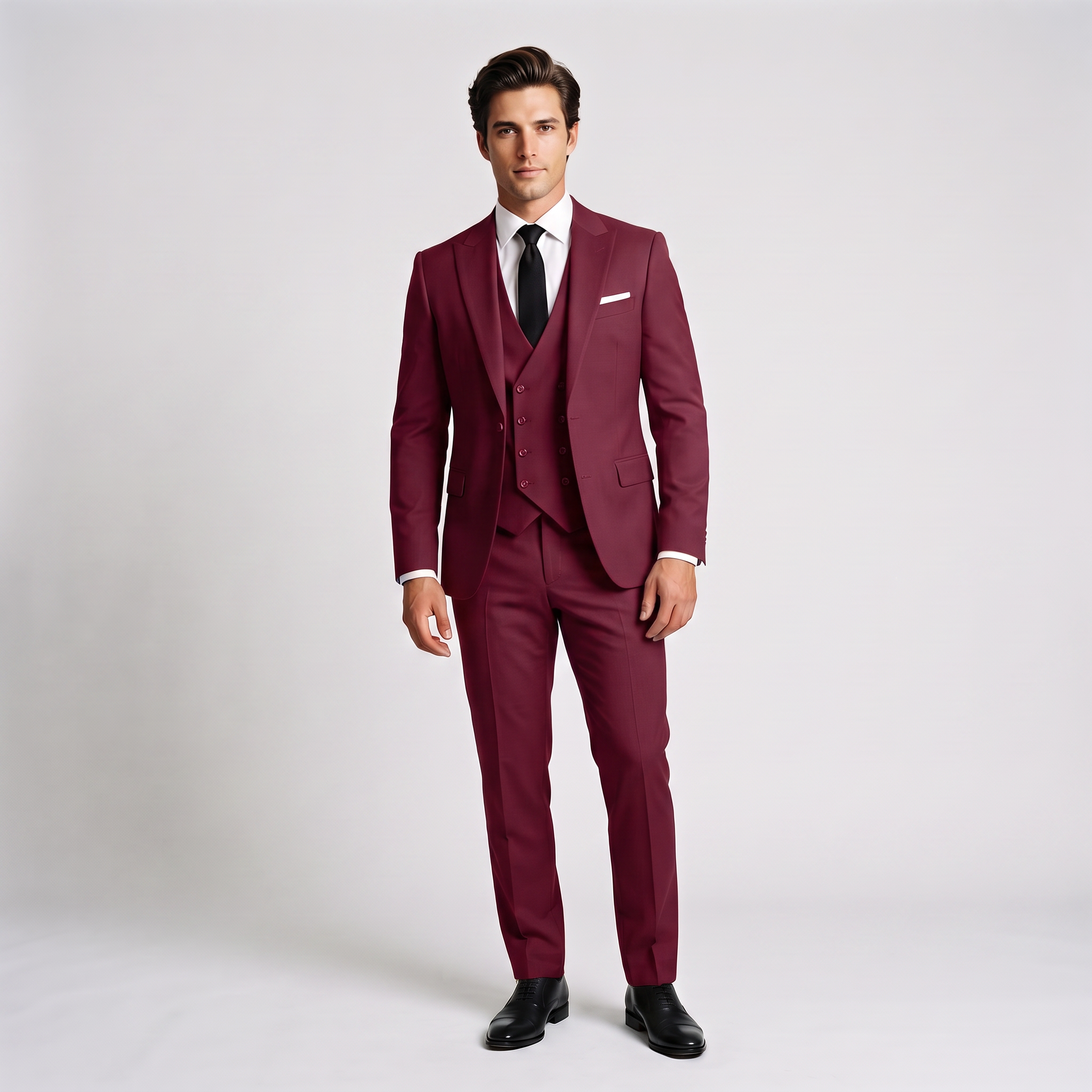 Ceehuteey 3 Pieces Men's Suit Flat Peak Lapel Suits (Blazer+Vest+Pants)