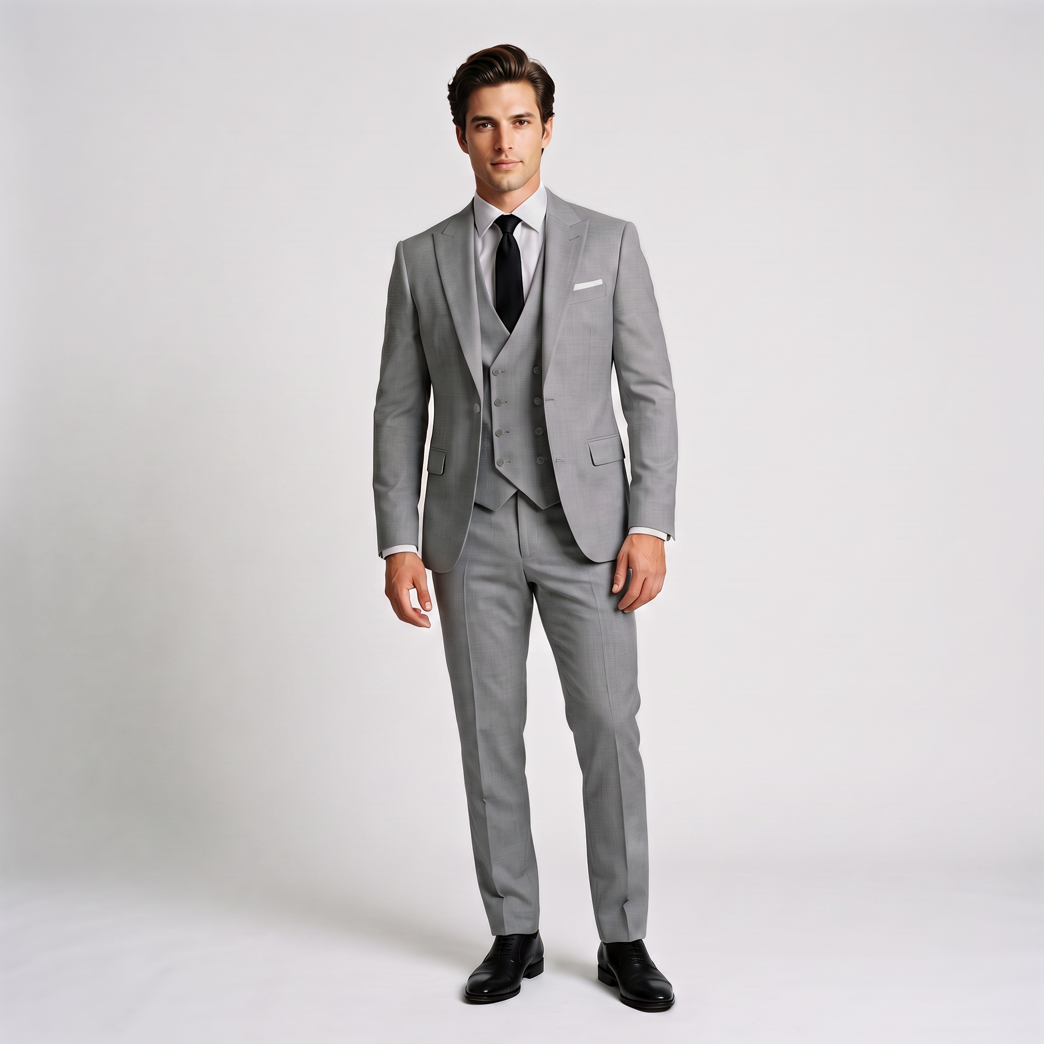 Ceehuteey 3 Pieces Men's Suit Flat Peak Lapel Suits (Blazer+Vest+Pants)