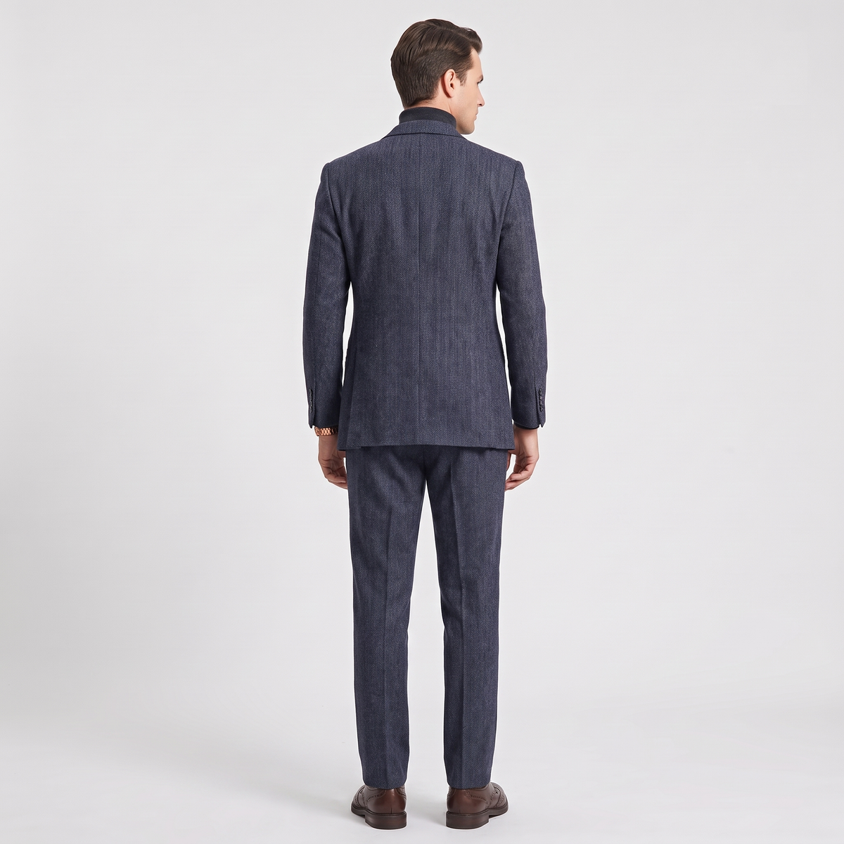 Ceehuteey Classic Men's 3 Pieces Peak Lapel Herringbone Suit (Blazer+Vest+Pants)