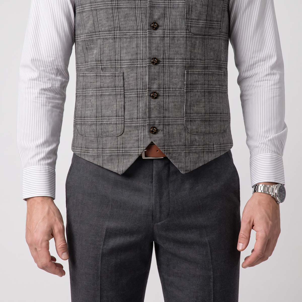 Ceehuteey Men's Causual Plaid Tweed V Neck Waistcoat