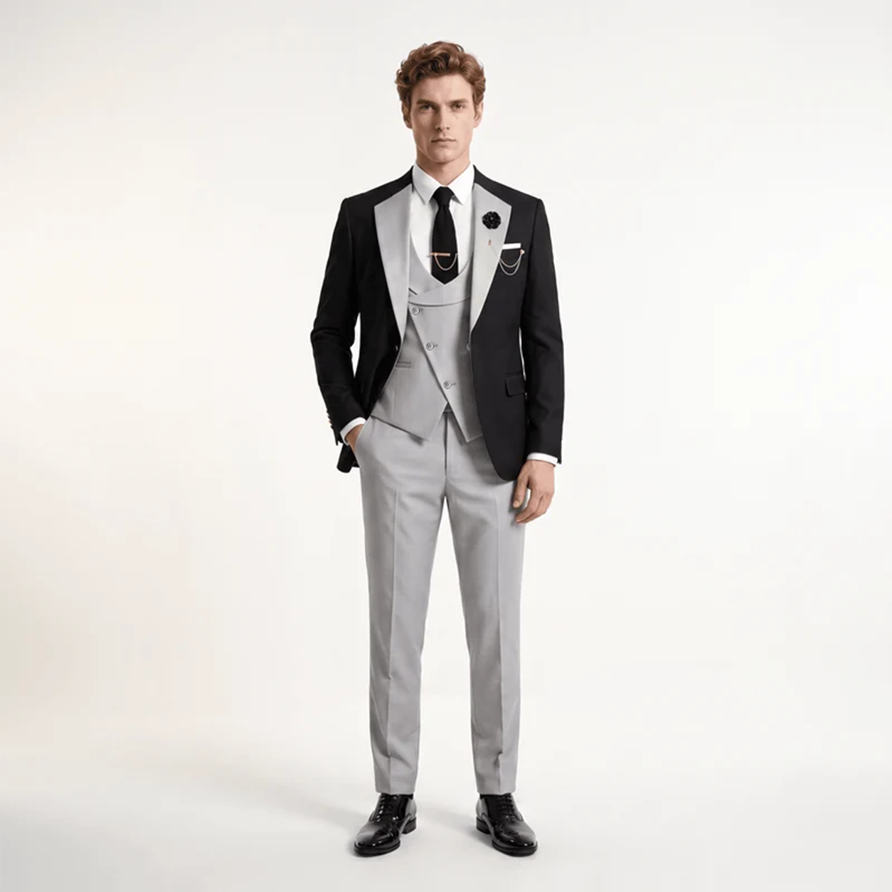 Ceehuteey Men's Suits 3 Pieces Notch Lapel Suits for Wedding (Blazer+Vest+Pant)
