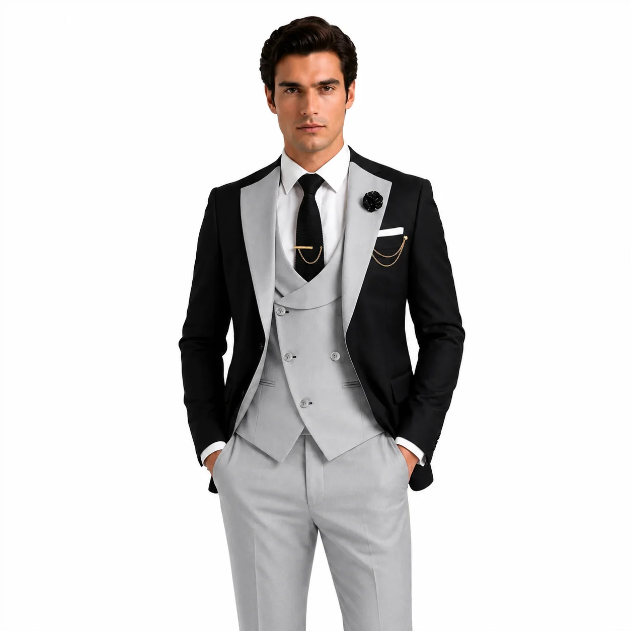 Ceehuteey Men's Suits 3 Pieces Notch Lapel Suits for Wedding (Blazer+Vest+Pant)