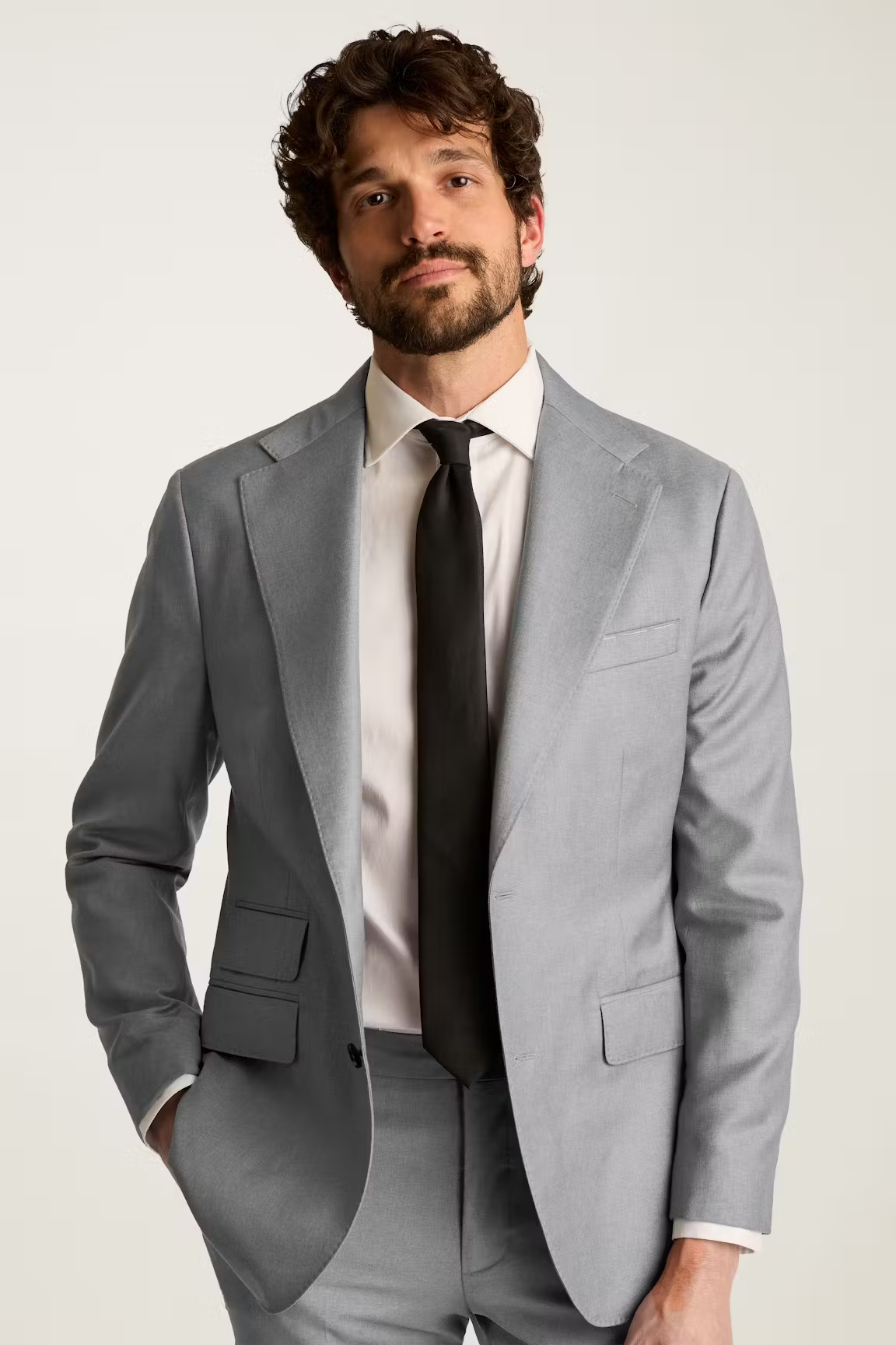 Men's 2 Pieces Grey Casual Fashion Notch Lapel Multiple Occasions Suit (Blazer+Pants)