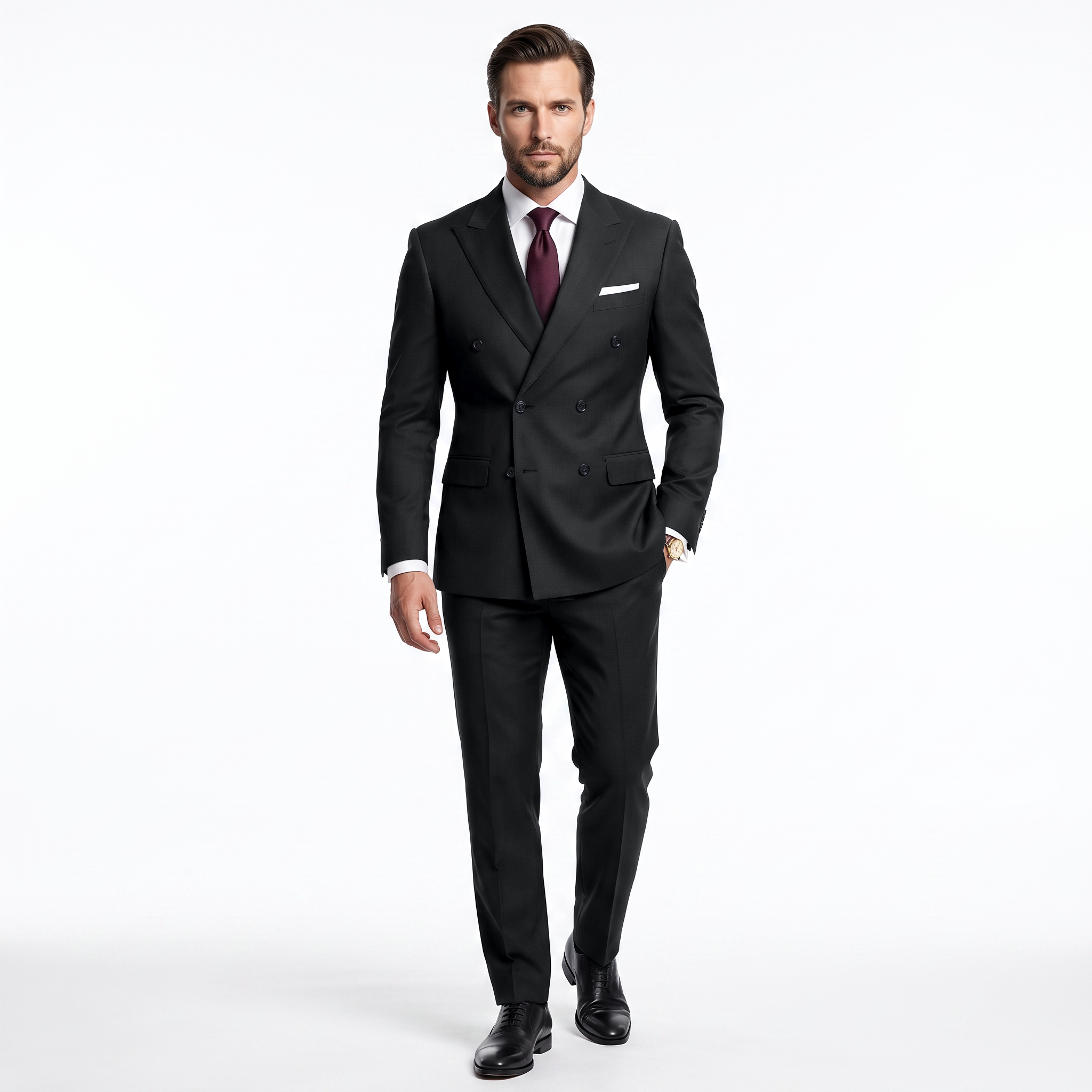 Ceehuteey Men's high-end business double breasted 2 Pieces Peak lapel Suits suit (Blazer+Pants)
