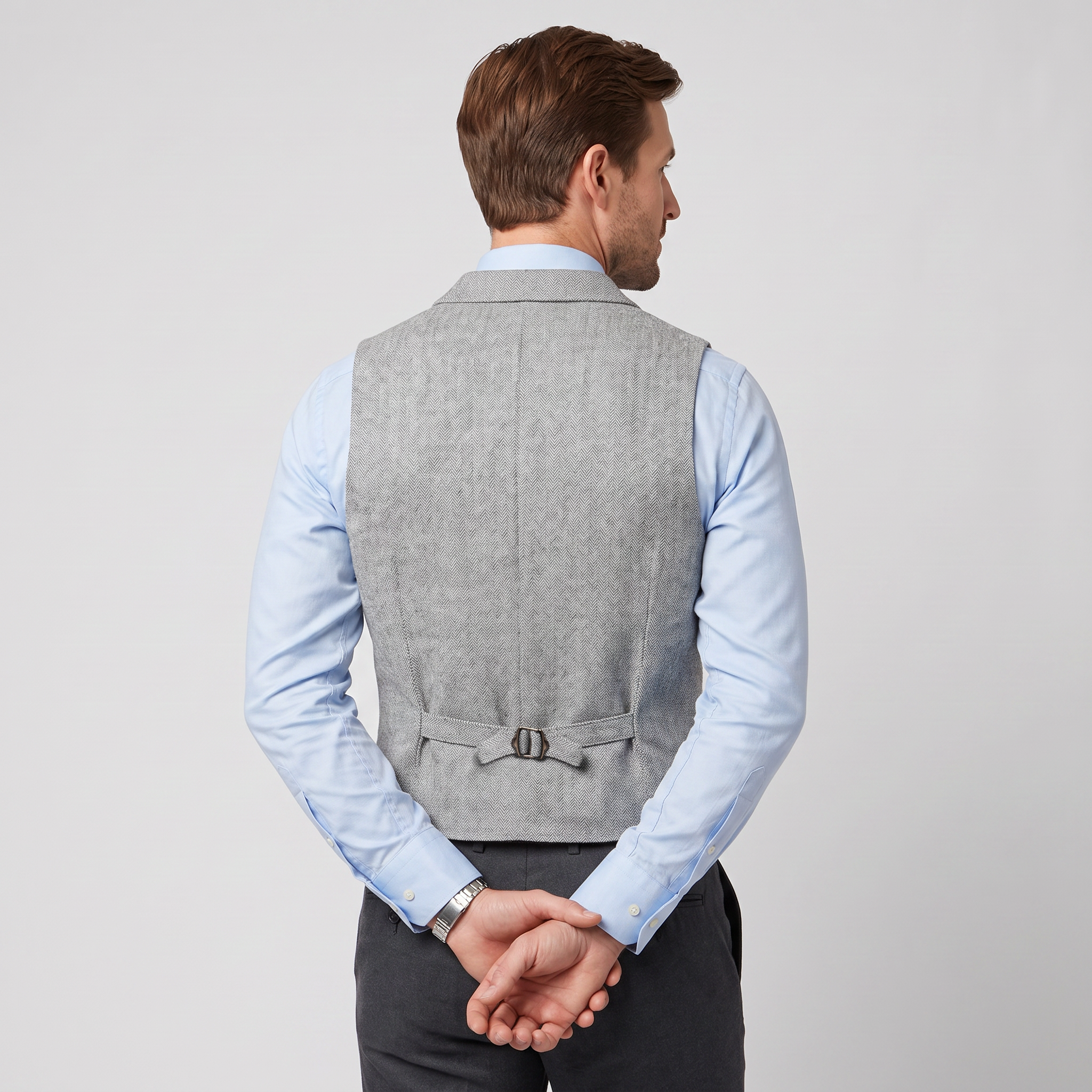 Ceehuteey Men's Classic Herringbone Notch Lapel Waistcoat