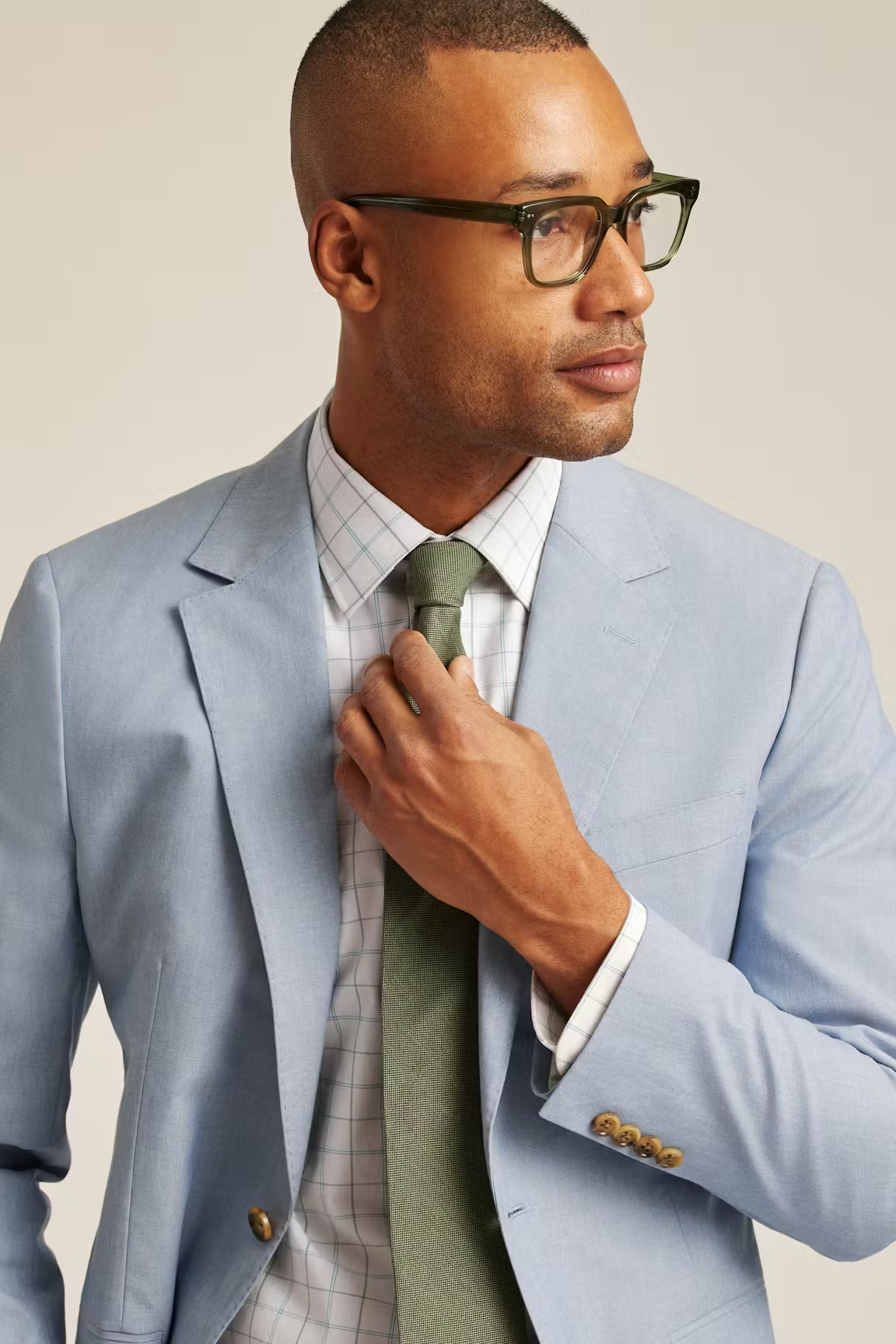 Men's 2 Pieces Iight Blue Casual Fashion Notch Lapel Multiple Occasions Suit (Blazer+Pants)