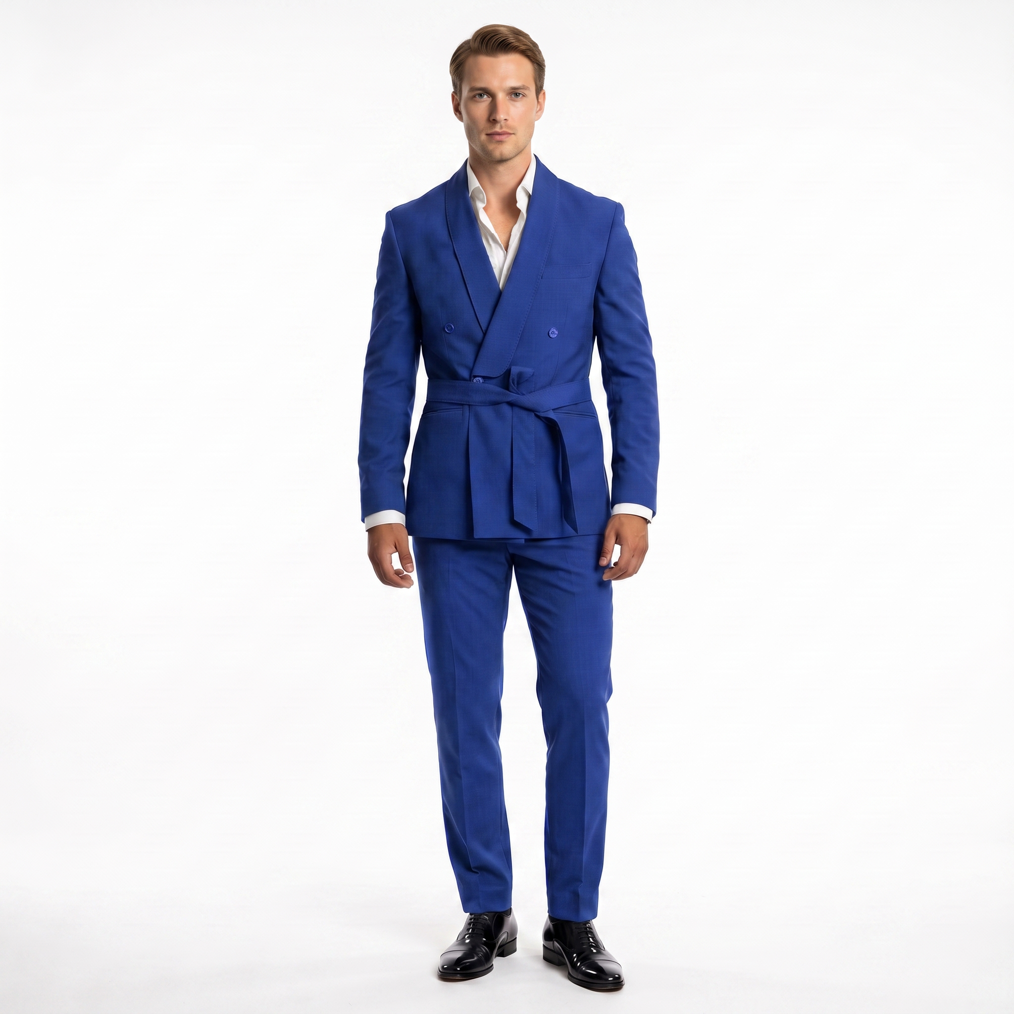 Ceehuteey 2 Pieces Men's Double Breasts Shawl Lapel Men's Suit (Blazer+Pants)