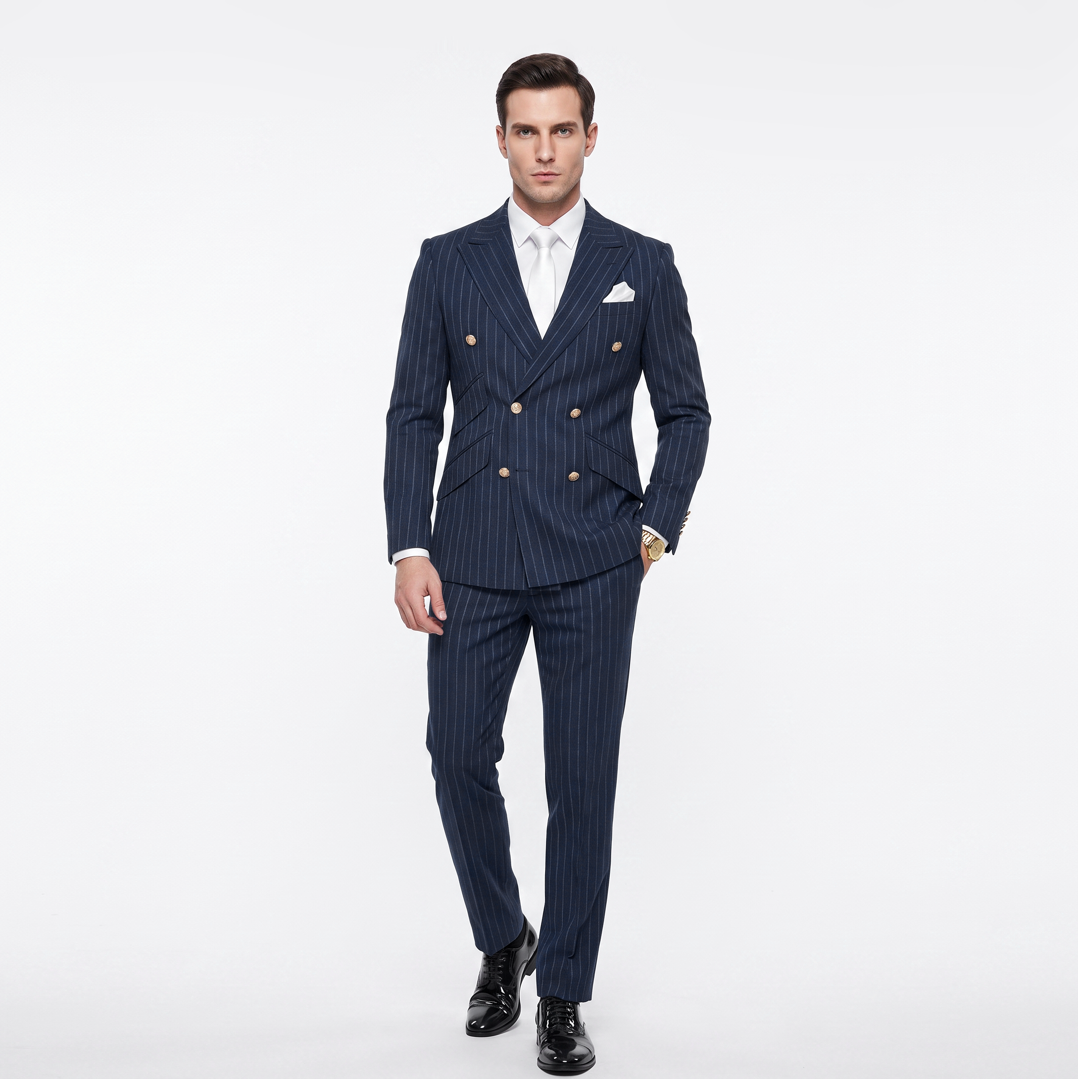 Ceehuteey Striped Formal Men's 2 Pieces Peak Lapel Men's Suits (Blazer+Pants)
