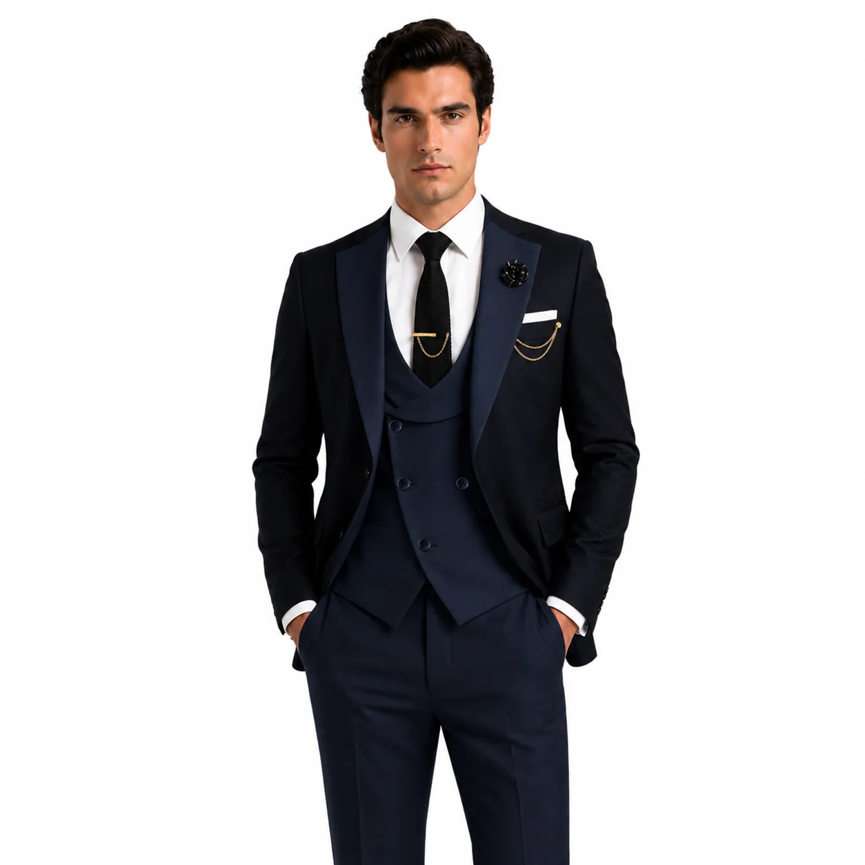 Ceehuteey Men's Suits 3 Pieces Notch Lapel Suits for Wedding (Blazer+Vest+Pant)